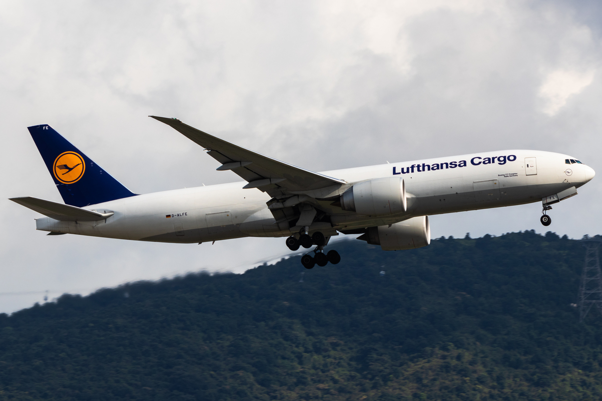 Full size: luftansa cargo Boeing 777-F d-alfe at Hong Kong International Airport