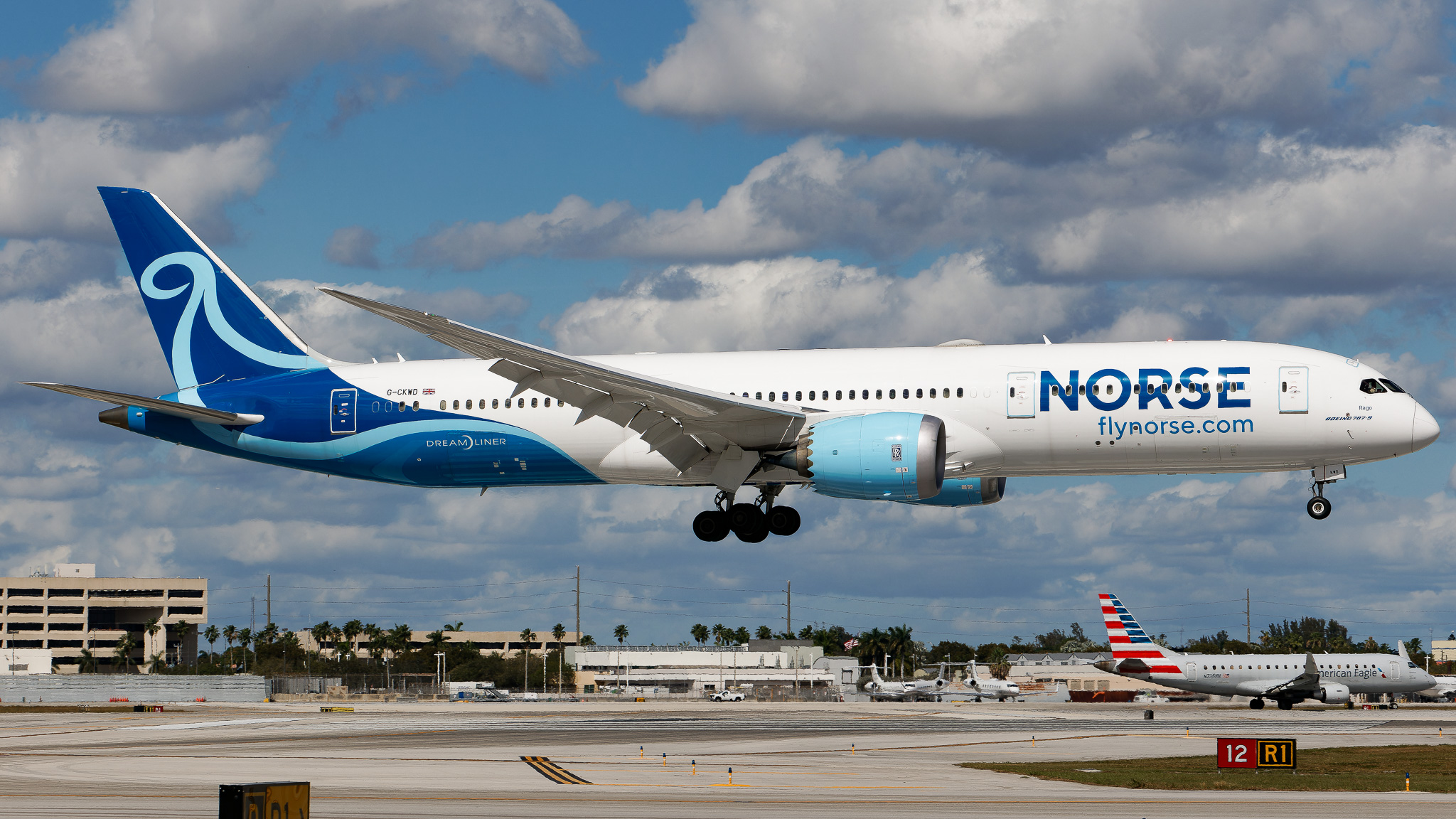 Full size: Norse Airways Boeing 787-9 G-CKWD at Miami International Airport
