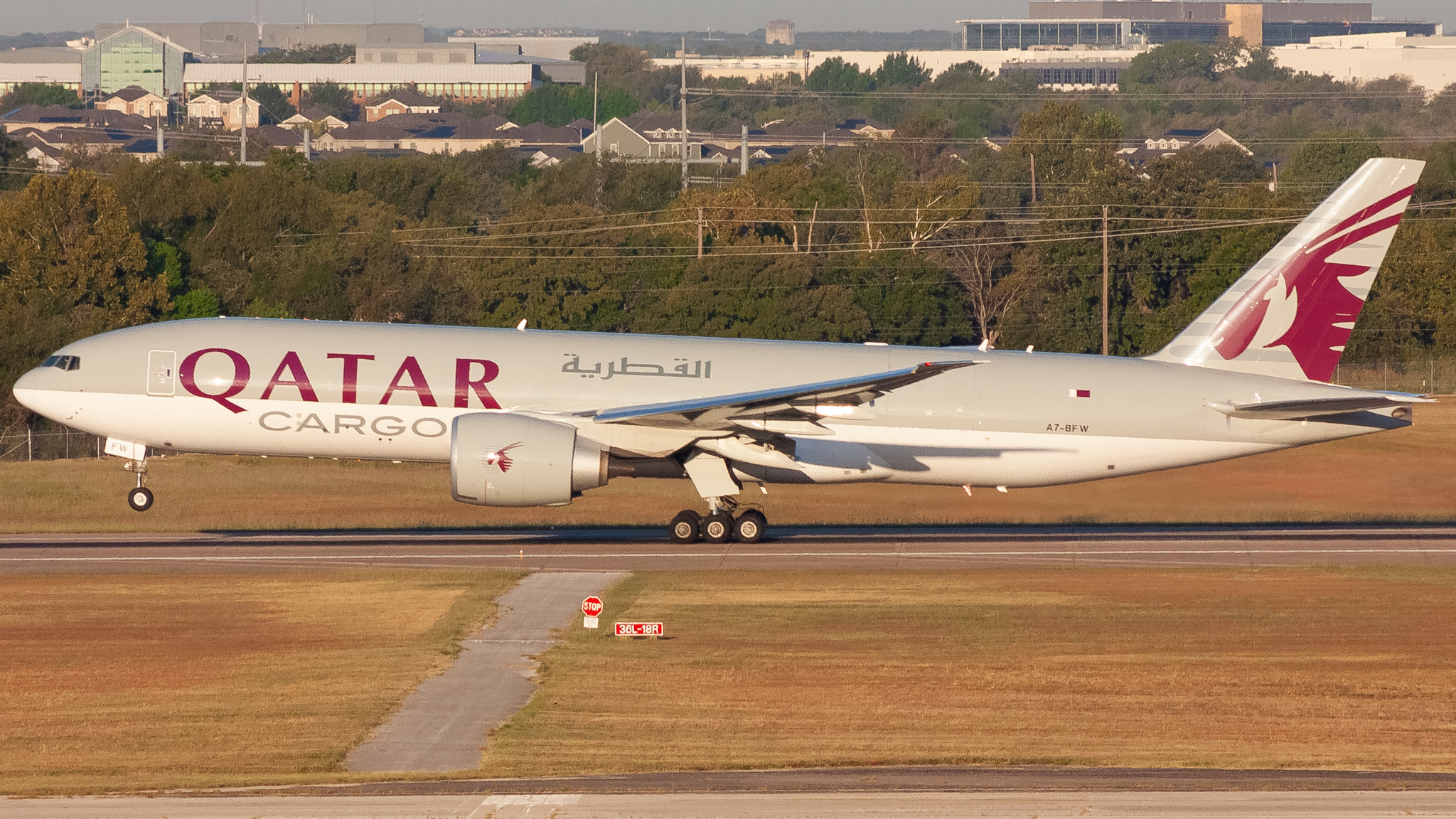 Full size: Qatar Air Cargo Boeing 777-F A7-BFW at Austin-Bergstrom International Airport
