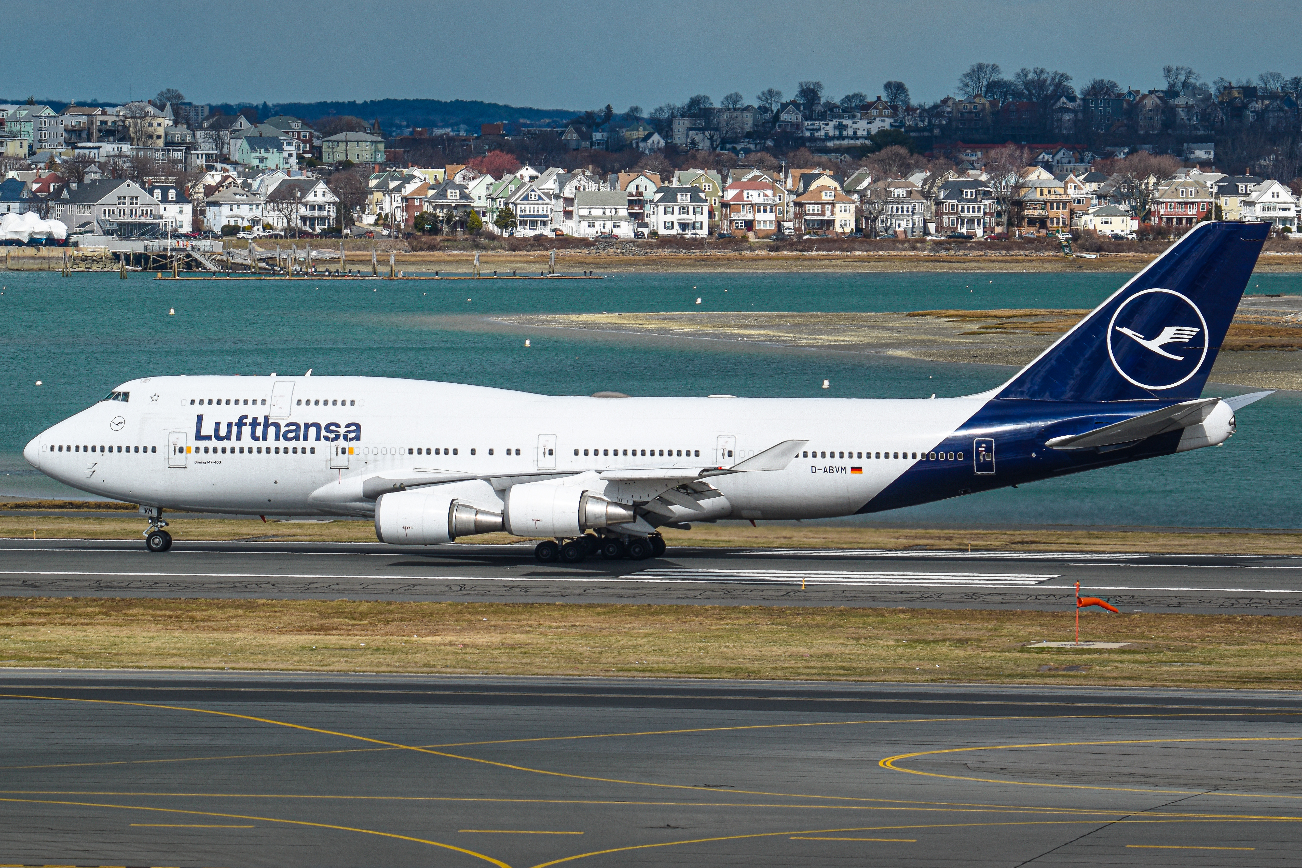 Full size: Lufthansa Boeing 747-400 D-ABVM at General Edward Lawrence Logan International Airport