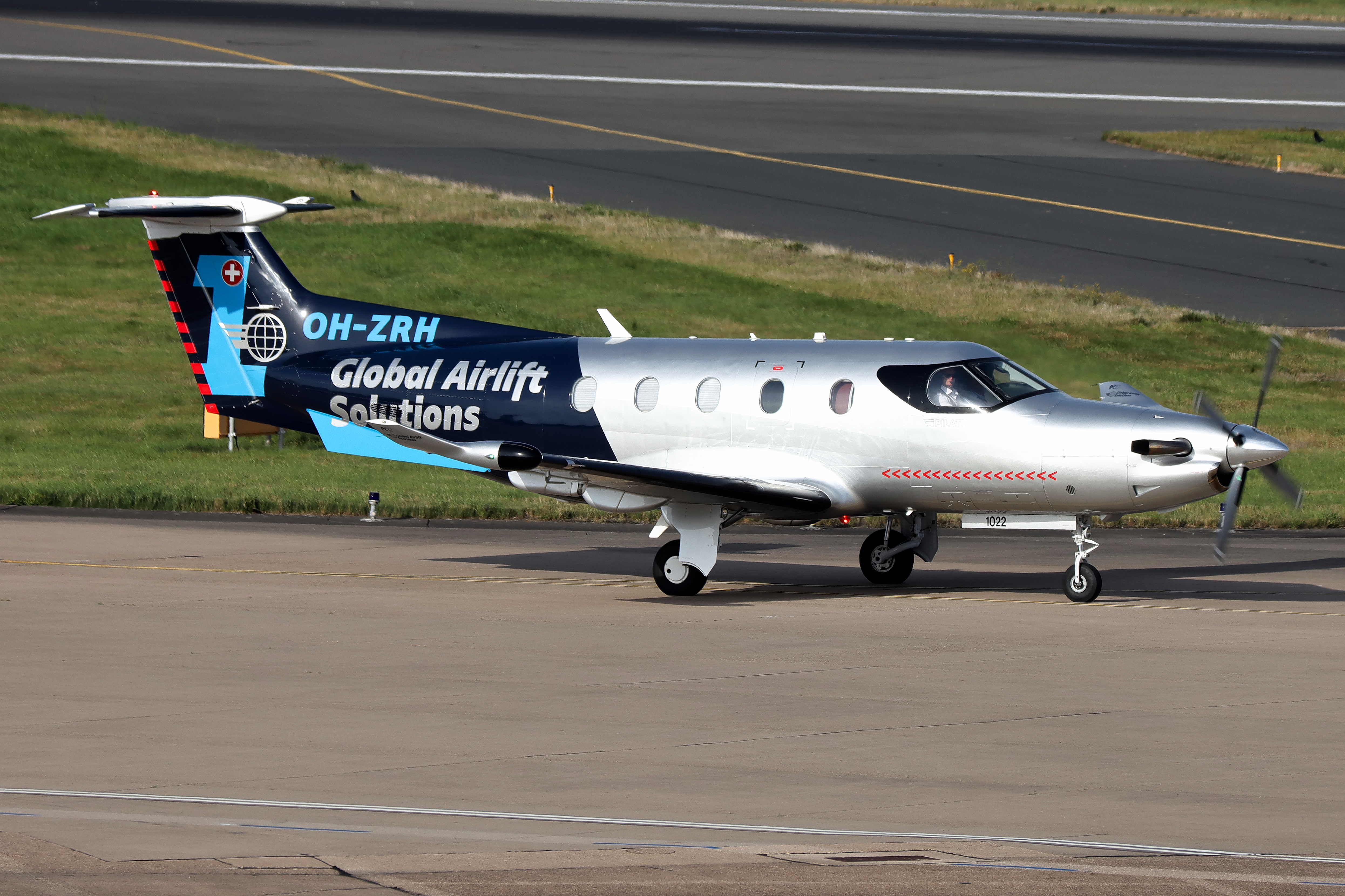 Full size: FLY 7 Pilatus PC-12 OH-ZRH at Birmingham Airport