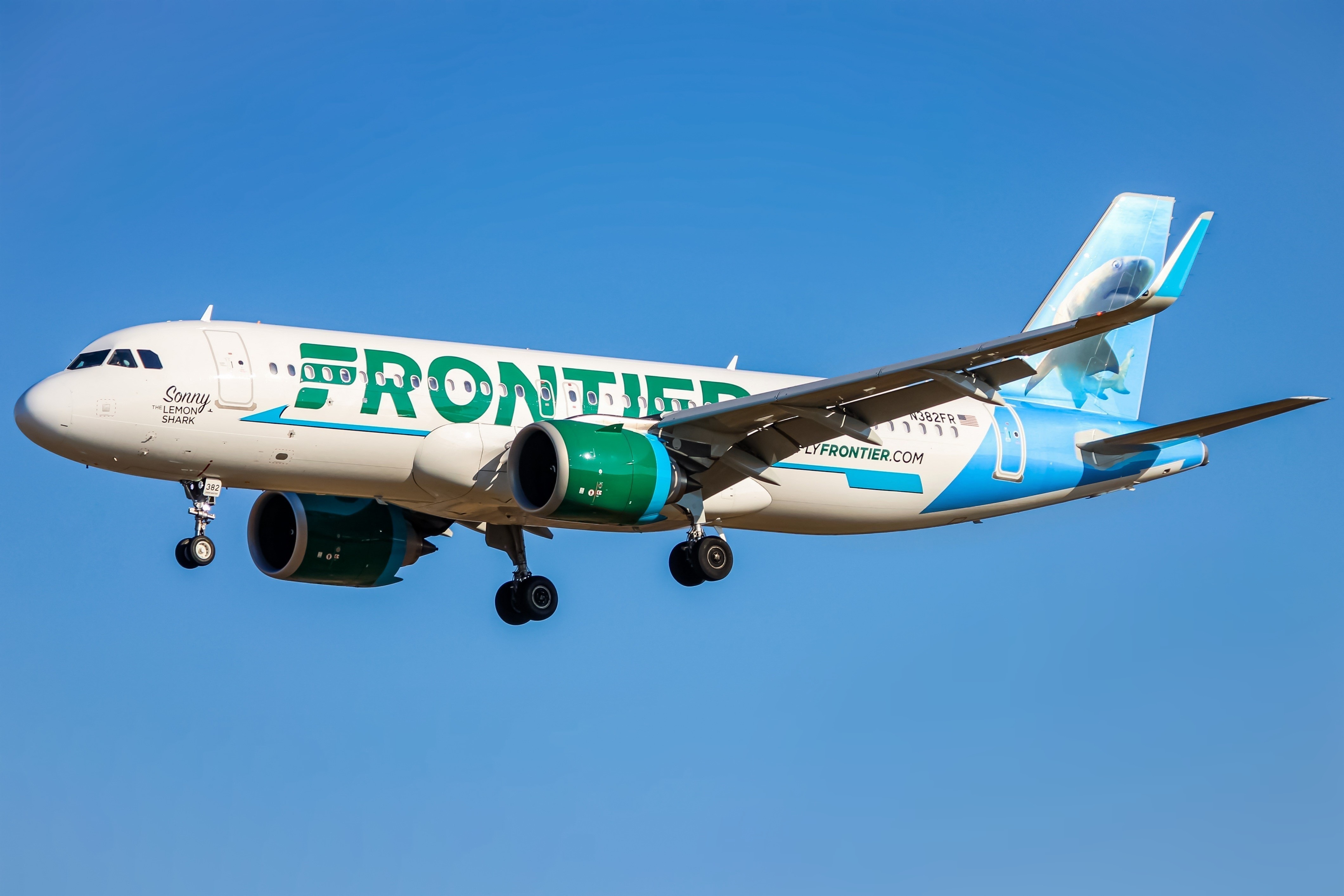 Full size: Frontier Airlines Airbus A320NEO N382FR at Baltimore/Washington International Thurgood Marshall Airport