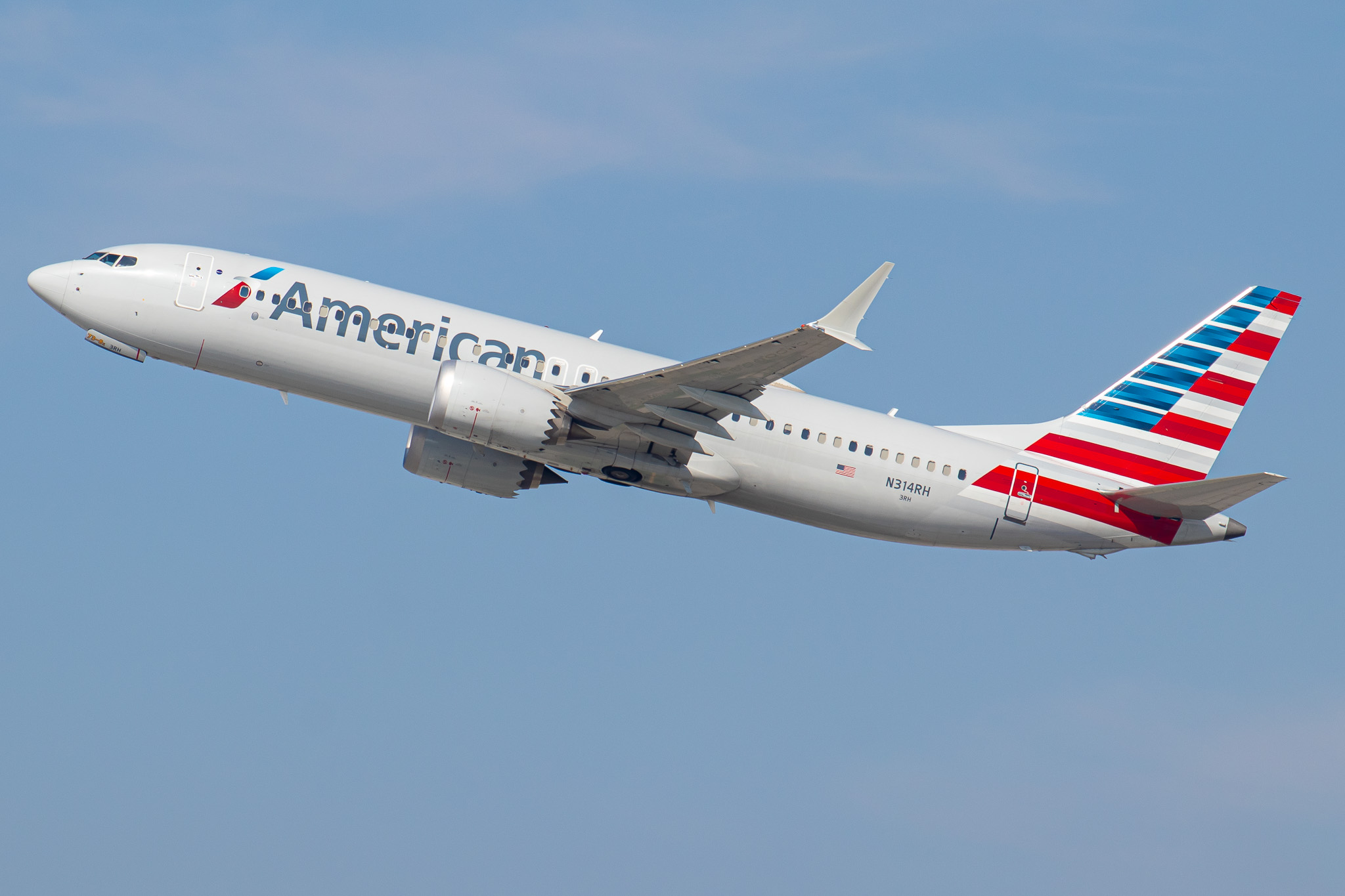 Full size: American Airlines Boeing 737 MAX 8 N314RH at Los Angeles International Airport