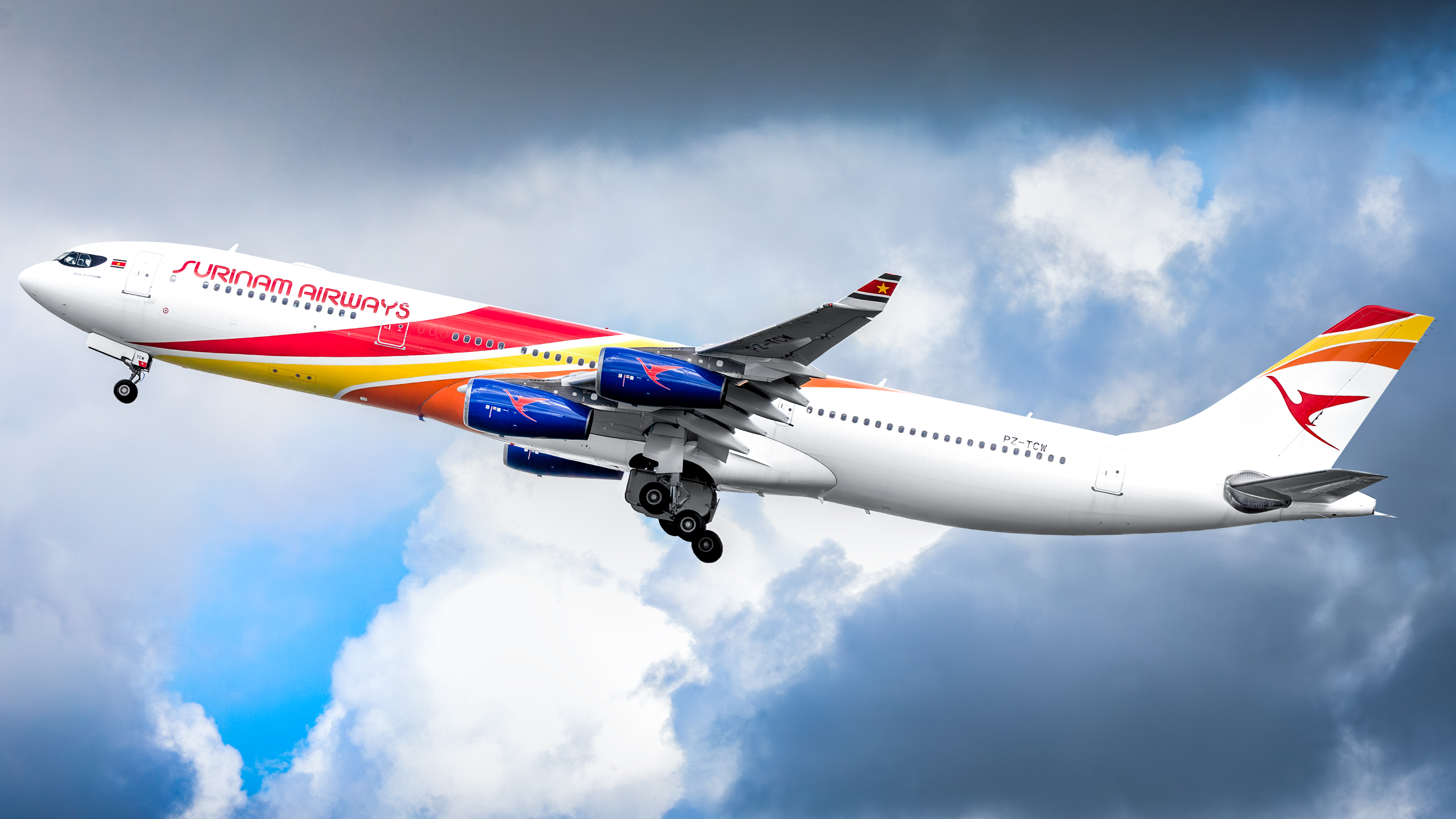 Full size: Surinam Airways Airbus A340-300 PZ-TCW at Amsterdam Schiphol Airport