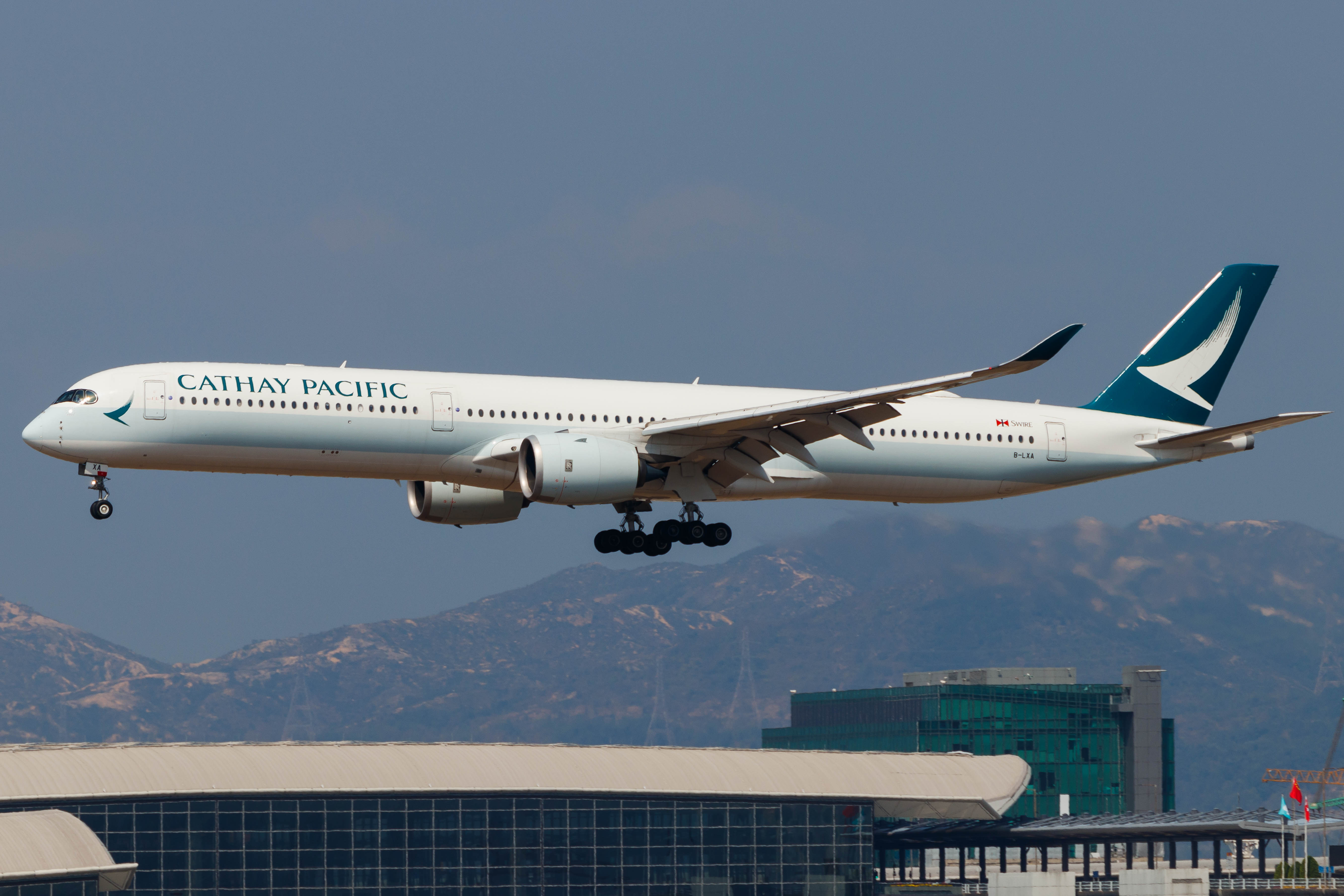 Full size: Cathay Pacific Airbus A350-1000 B-LXA at Hong Kong International Airport