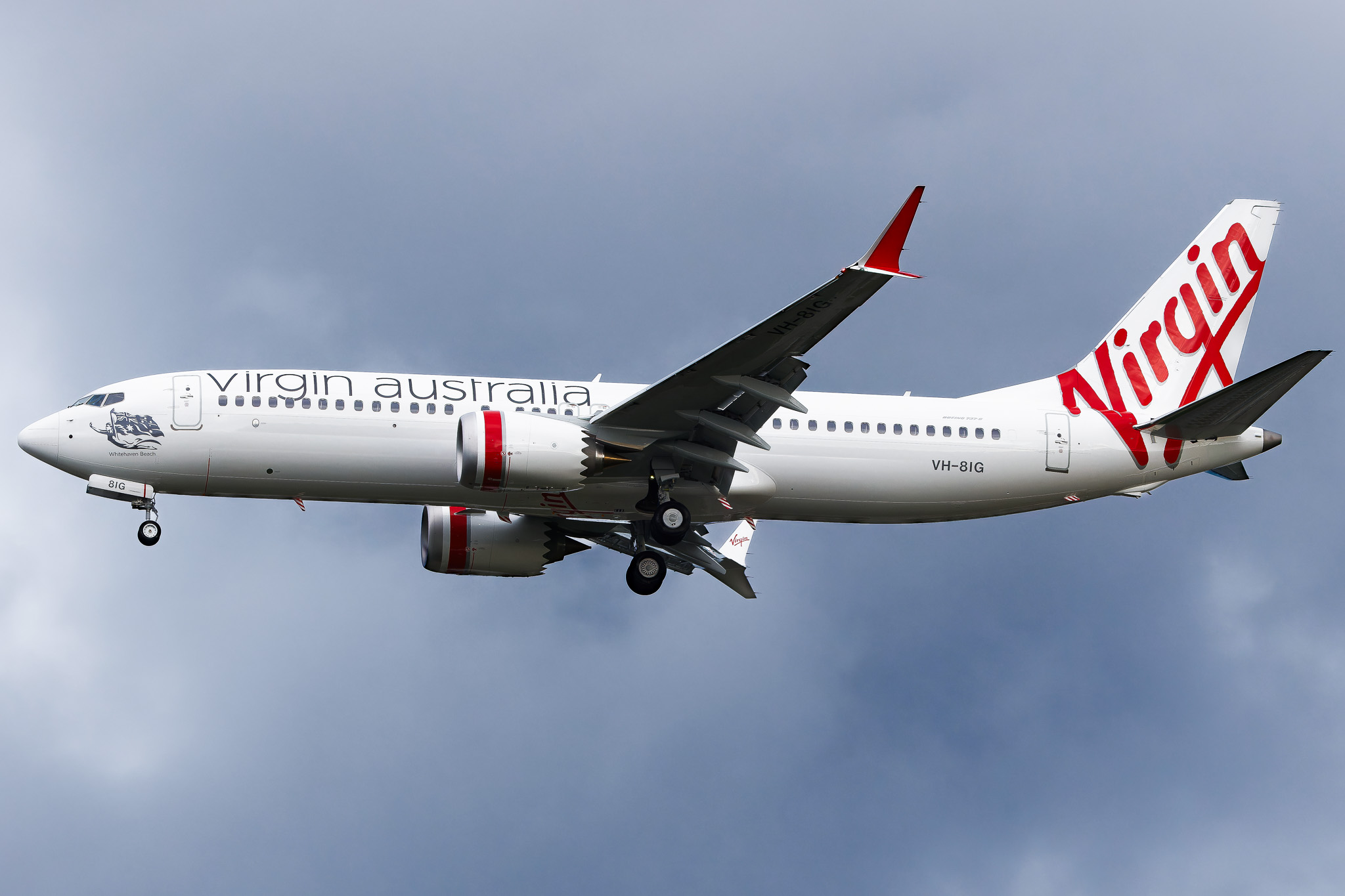 Full size: Virgin Australia Boeing 737 MAX 8 VH-8IG at Melbourne International Airport