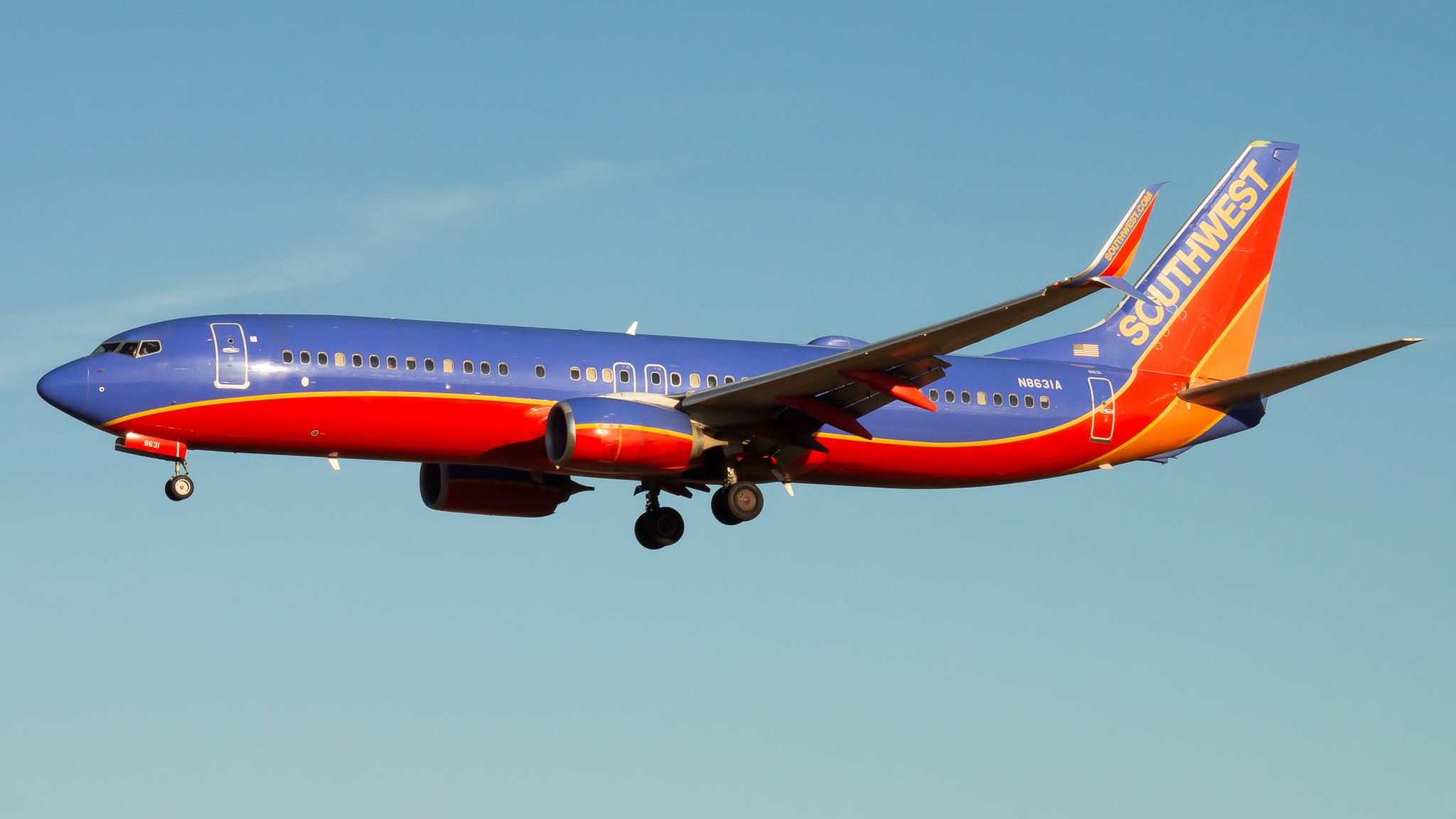 Full size: Southwest Airlines Boeing 737-800 N8631A at Baltimore/Washington International Thurgood Marshall Airport