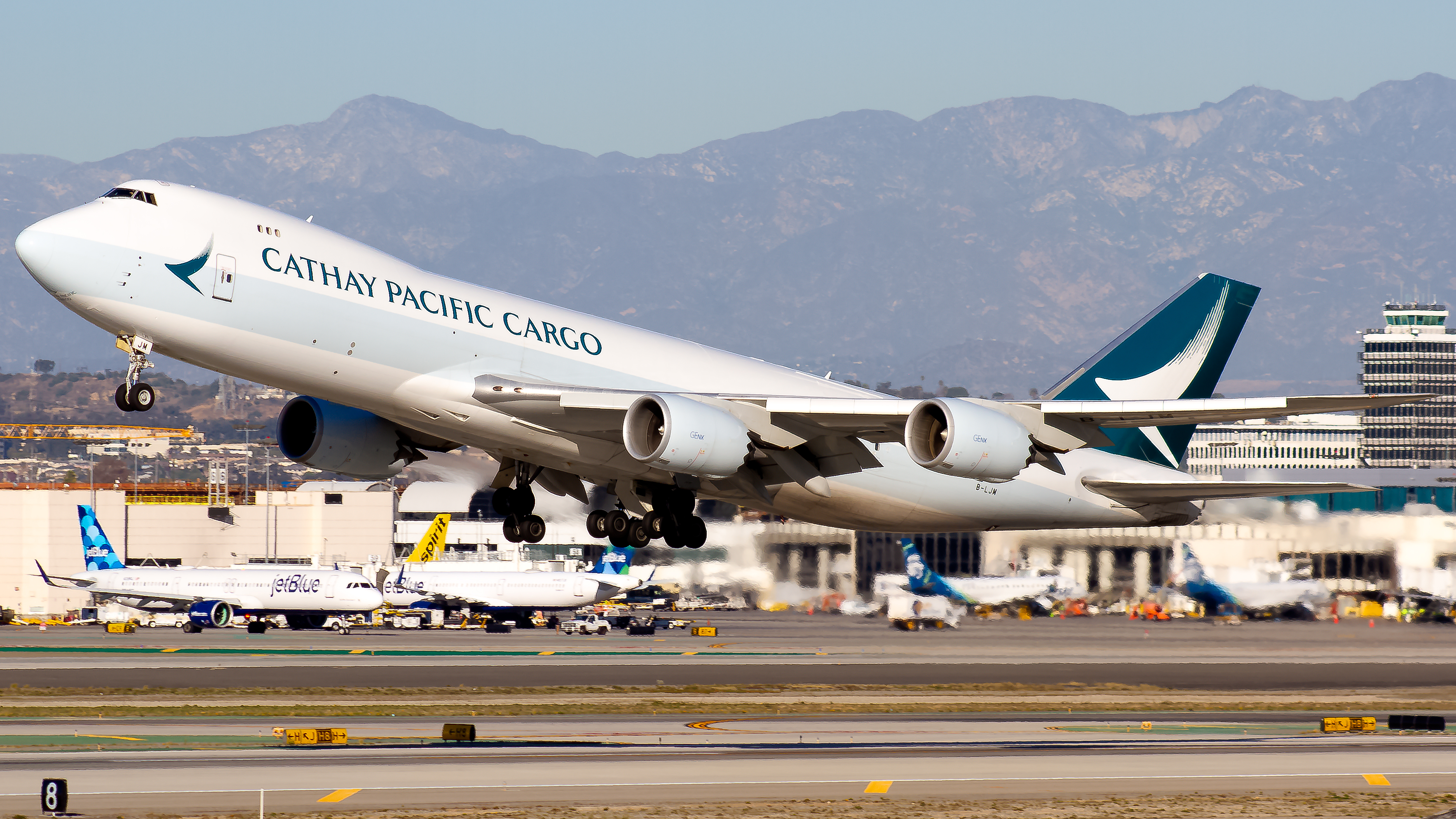 Full size: Cathay Pacific Cargo Boeing 747-8F B-LJM at Los Angeles International Airport