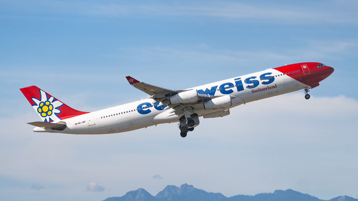 Full size: Edelweiss Air Airbus A340-300 HB-JMF at Vancouver International Airport