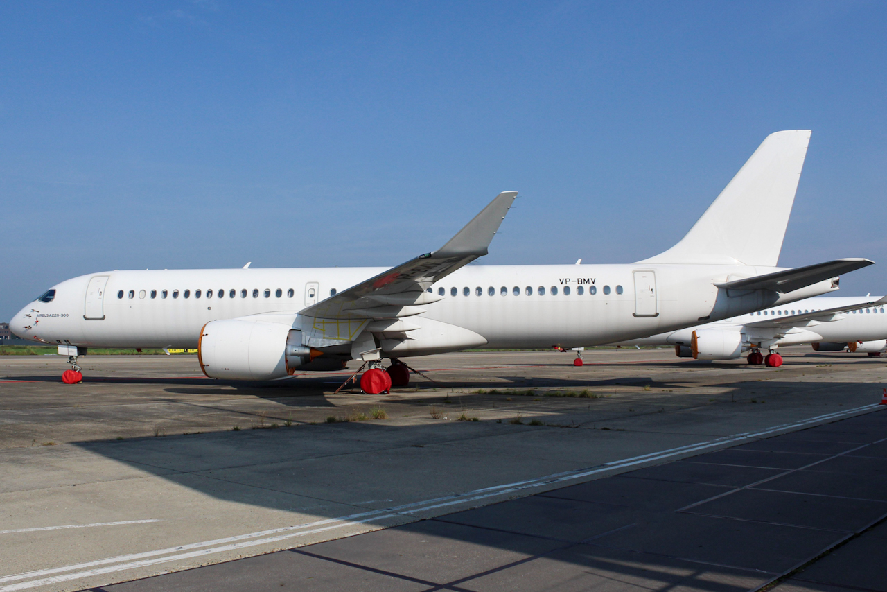 Full size: PRIVATE Airbus A220-300 VP-BMV at Maastricht Aachen Airport