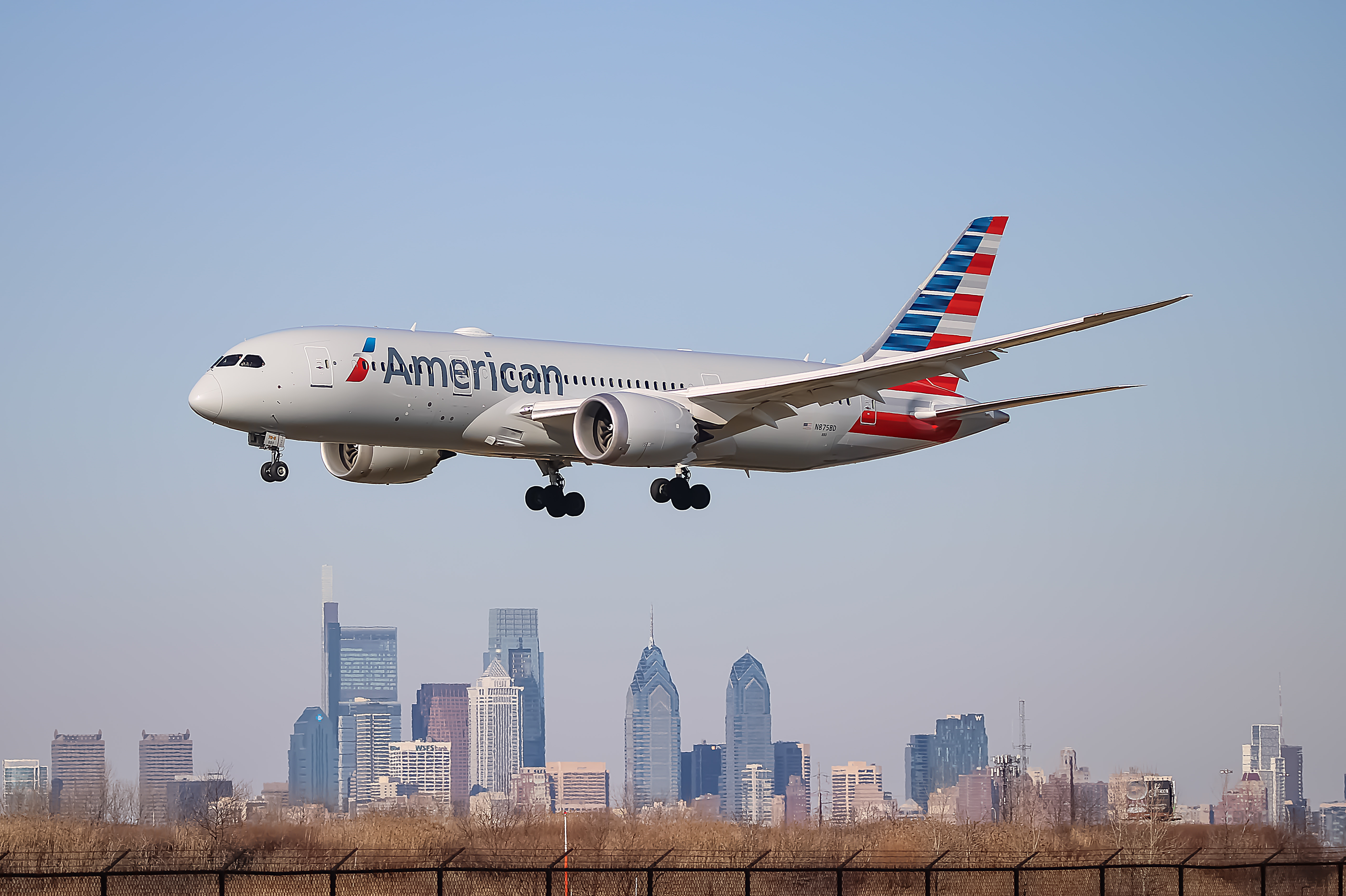Full size: American Airlines Boeing 787-8 N875BD at Philadelphia International Airport
