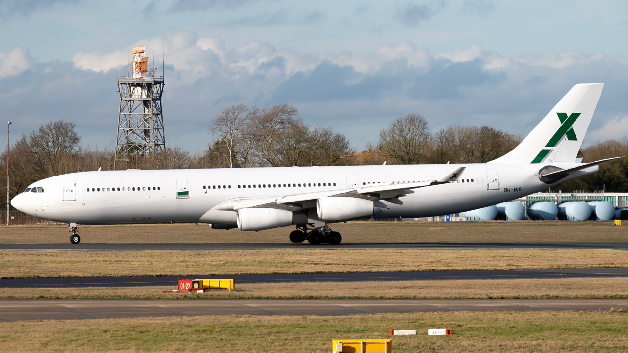 Full size: Air X Charter Airbus A340-300 9H-BIG at London Stansted Airport