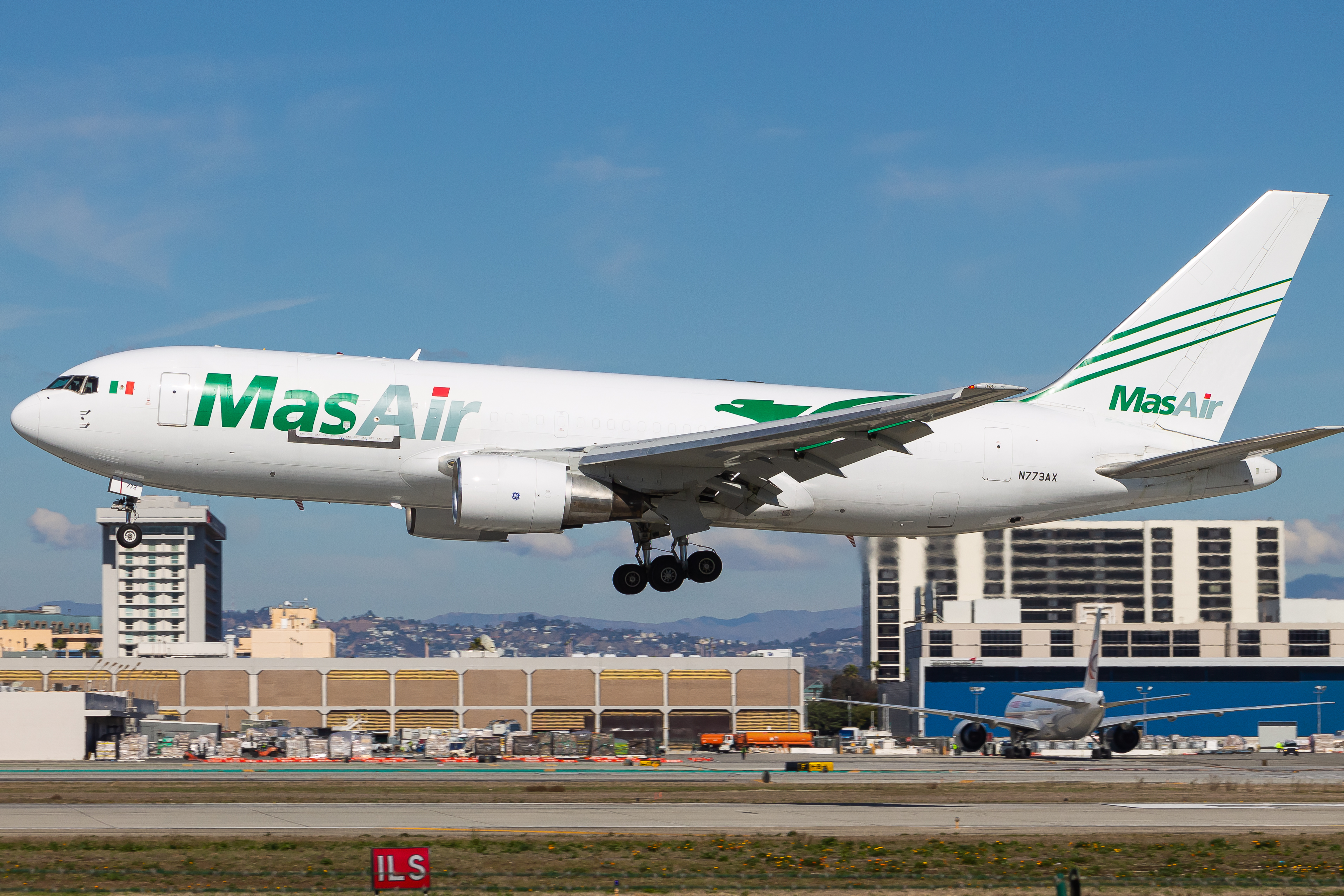 Full size: MasAir Boeing 767-200F N773AX at Los Angeles International Airport