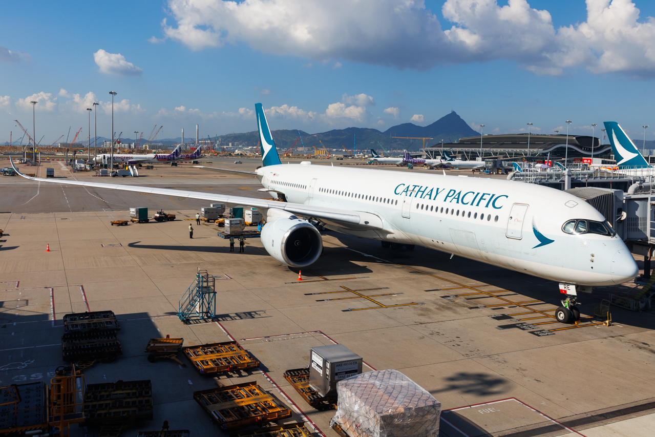 Full size: Cathay Pacific Airbus A350-900 B-LRE at Hong Kong International Airport