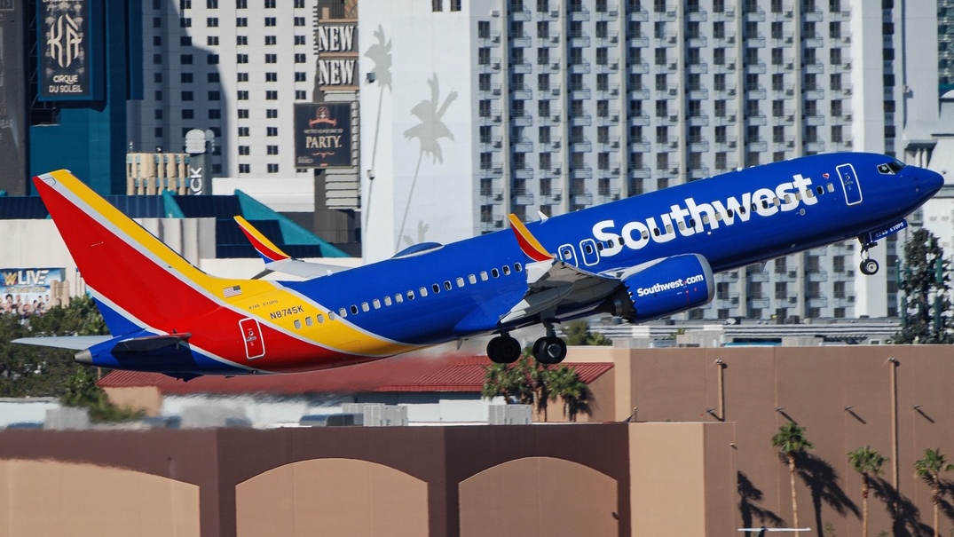 Full size: Southwest Airlines Boeing 737 MAX 8 N8745K at Harry Reid International Airport