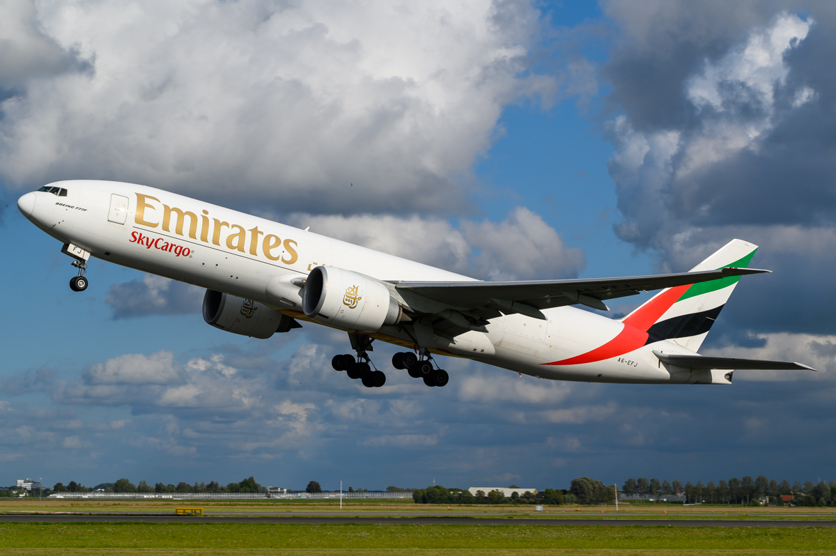 Full size: Emirates SkyCargo Boeing 777-F A6-EFJ at Amsterdam Schiphol Airport