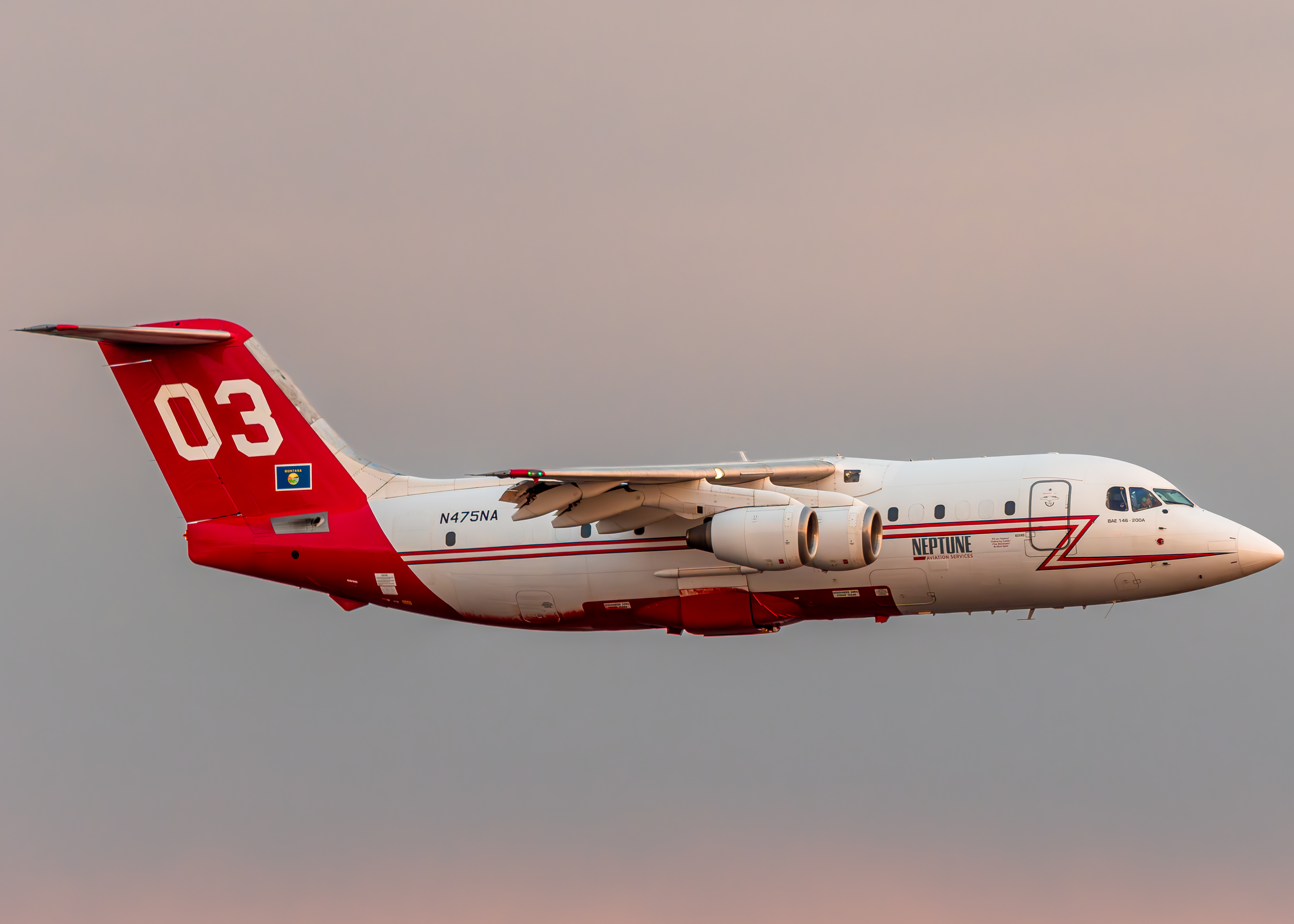 Full size: Neptune Aviation BAE146 N475NA at Roberts Field Airport
