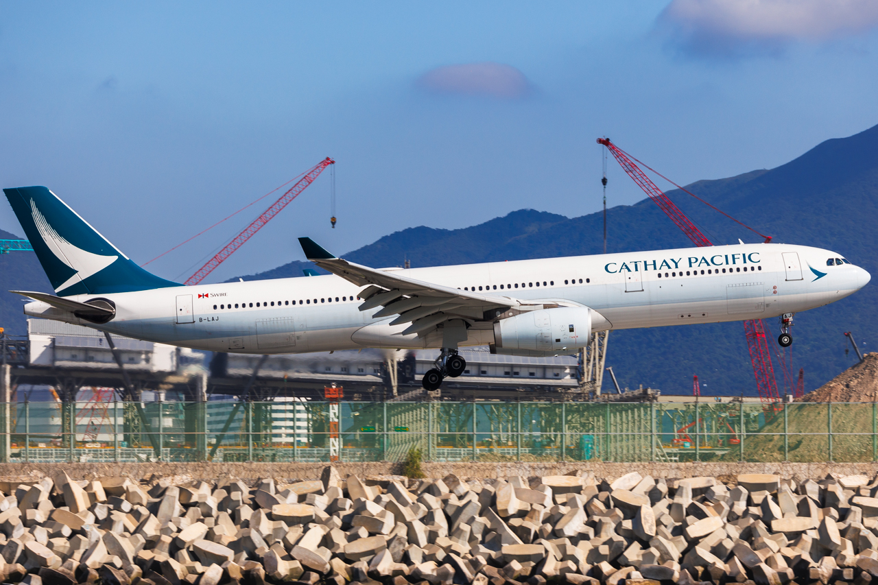 Full size: Cathay Pacific Airbus A330-300 B-LAJ at Hong Kong International Airport