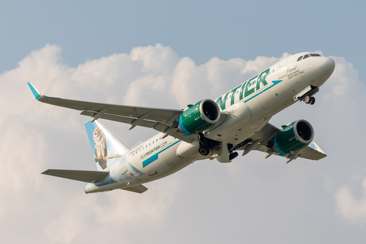 Full size: Frontier Airlines Airbus A320NEO N386FR at Baltimore/Washington International Thurgood Marshall Airport