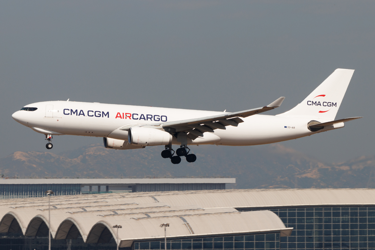 Full size: CMA CGM Air Cargo Airbus A330-200F OO-AIR at Hong Kong International Airport