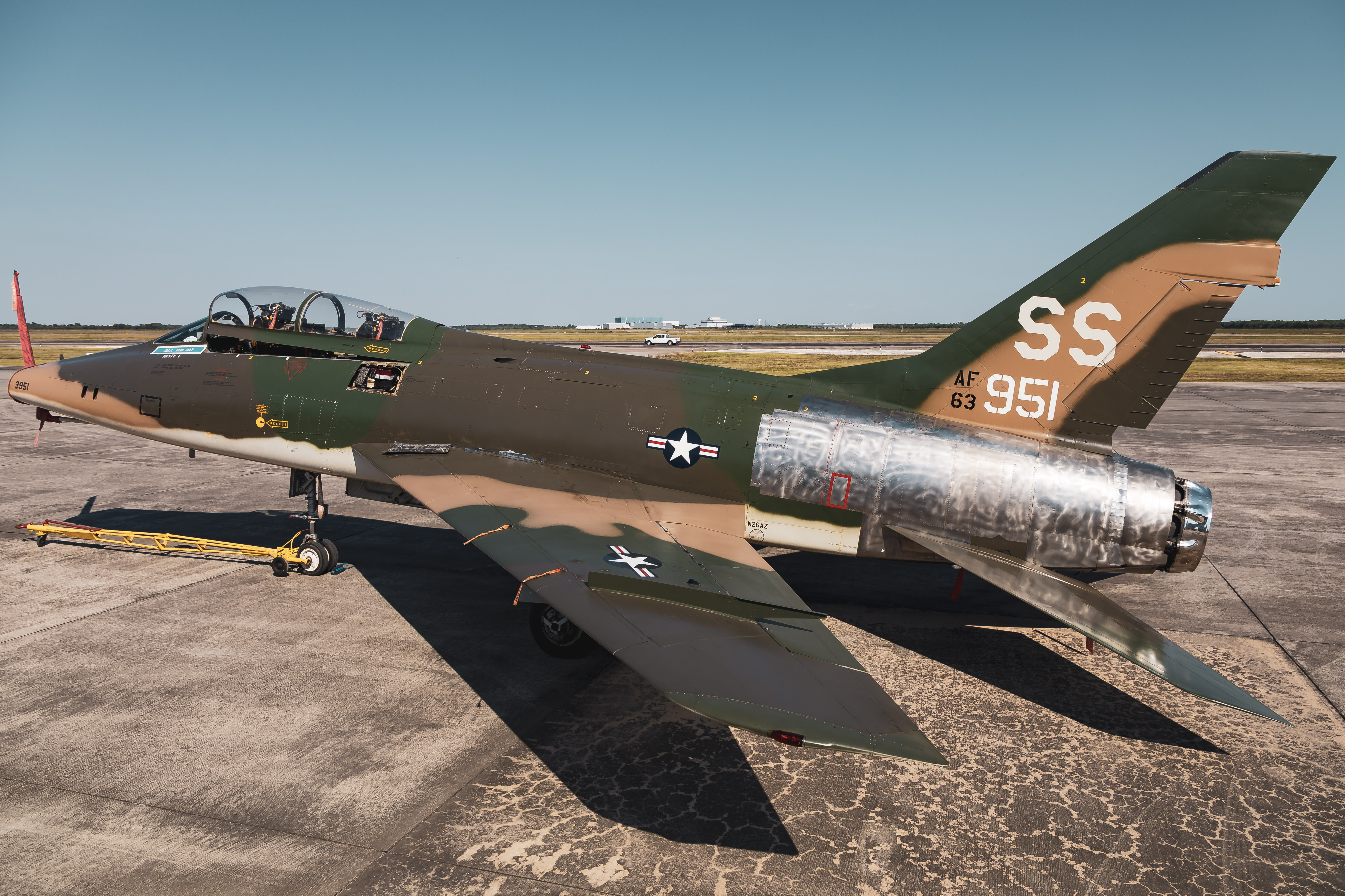 Full size: Collings Foundation North American F-100 Super Sabre N26AZ at Ellington Airport