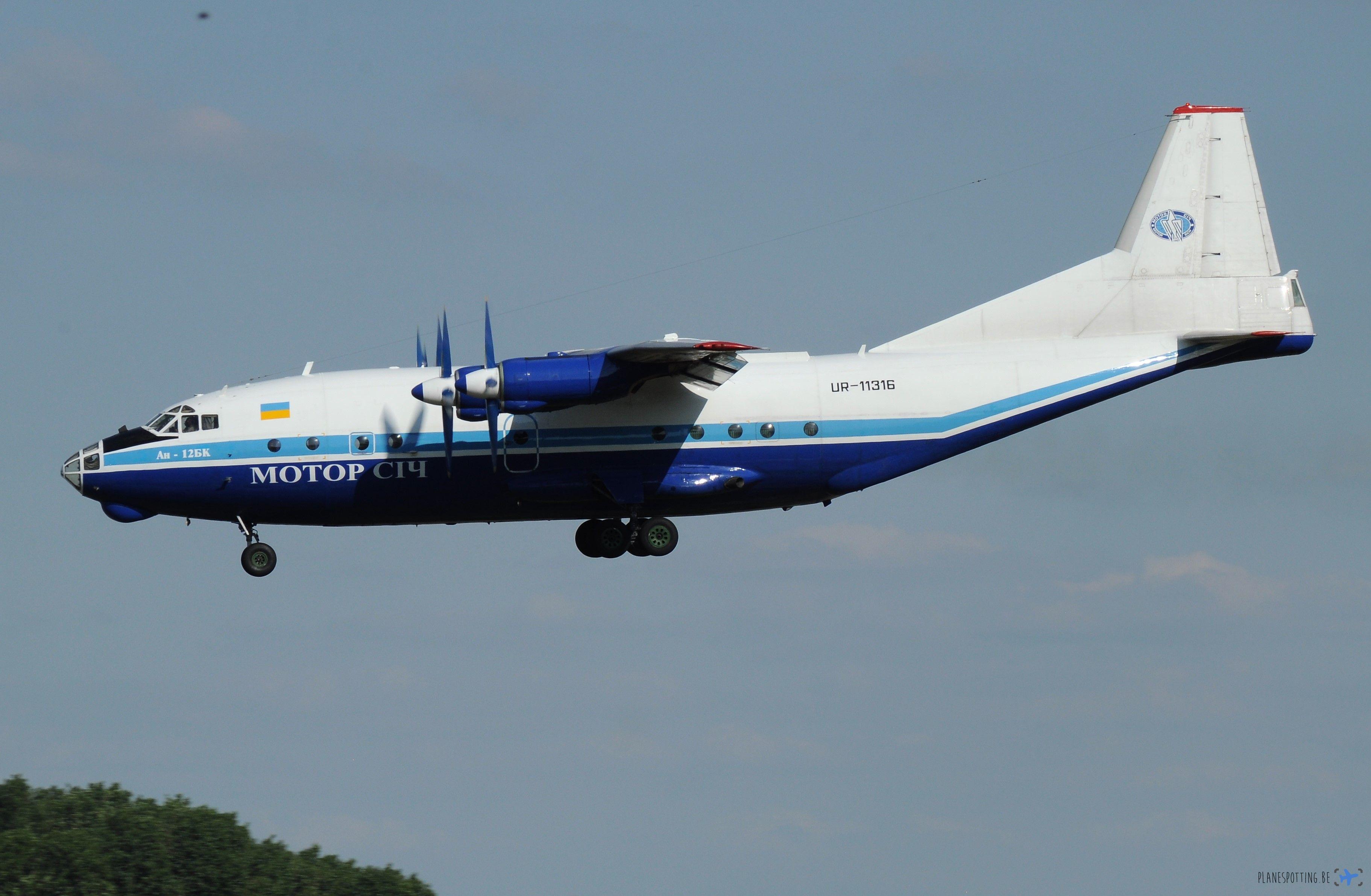 Full size: Motor Sich Airlines Antonov An-12 UR-11316 at Brussels Airport