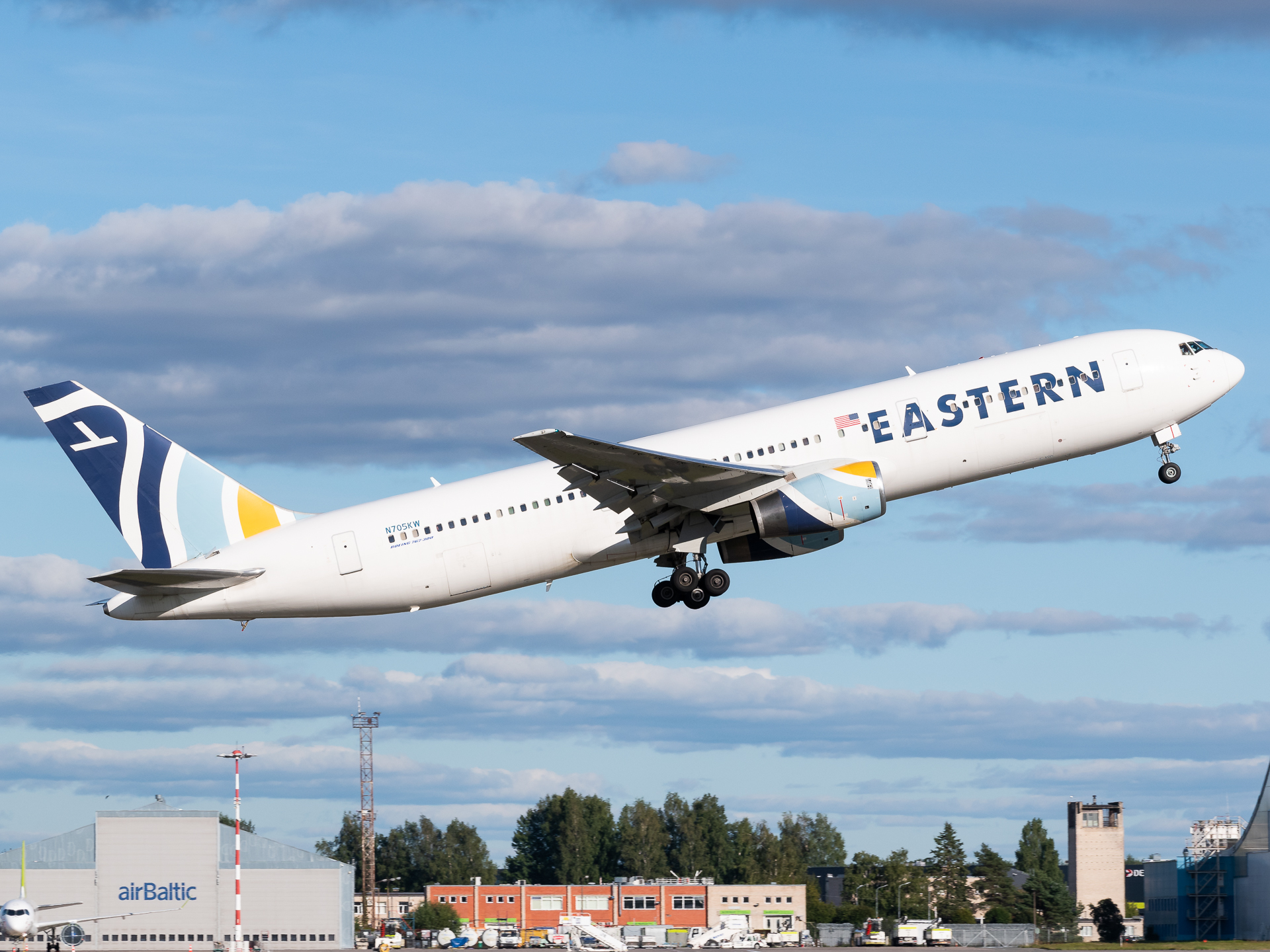 Full size: Eastern Boeing 767-300ER N705KW at Riga International Airport