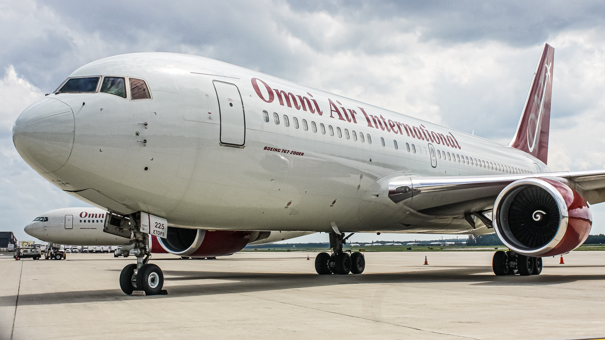Full size: Omni Air International Boeing 767-200 N225AX at Washington Dulles International Airport