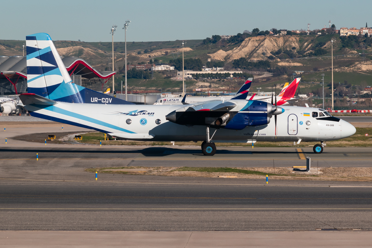 Full size: Vulkan Air Antonov An-26 UR-CQV at Madrid Barajas Airport