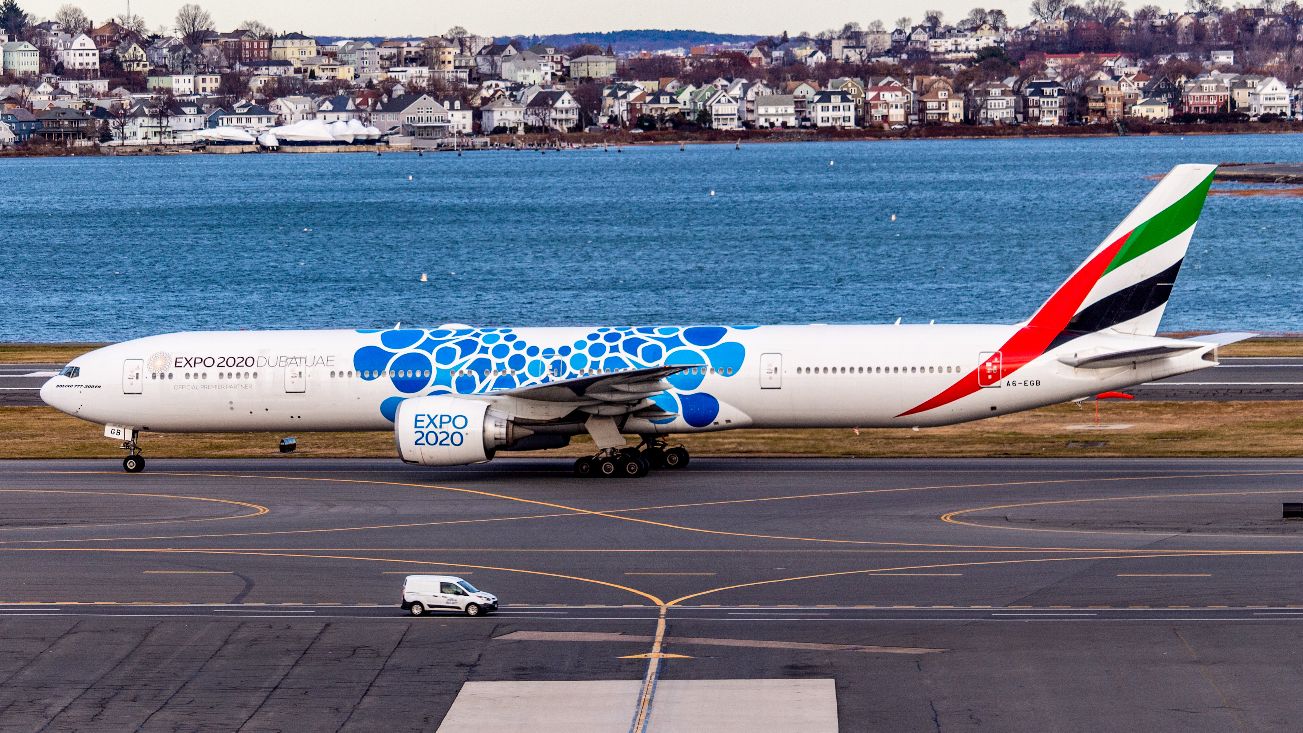 Full size: Emirates Boeing 777-300ER A6-EGB at General Edward Lawrence Logan International Airport