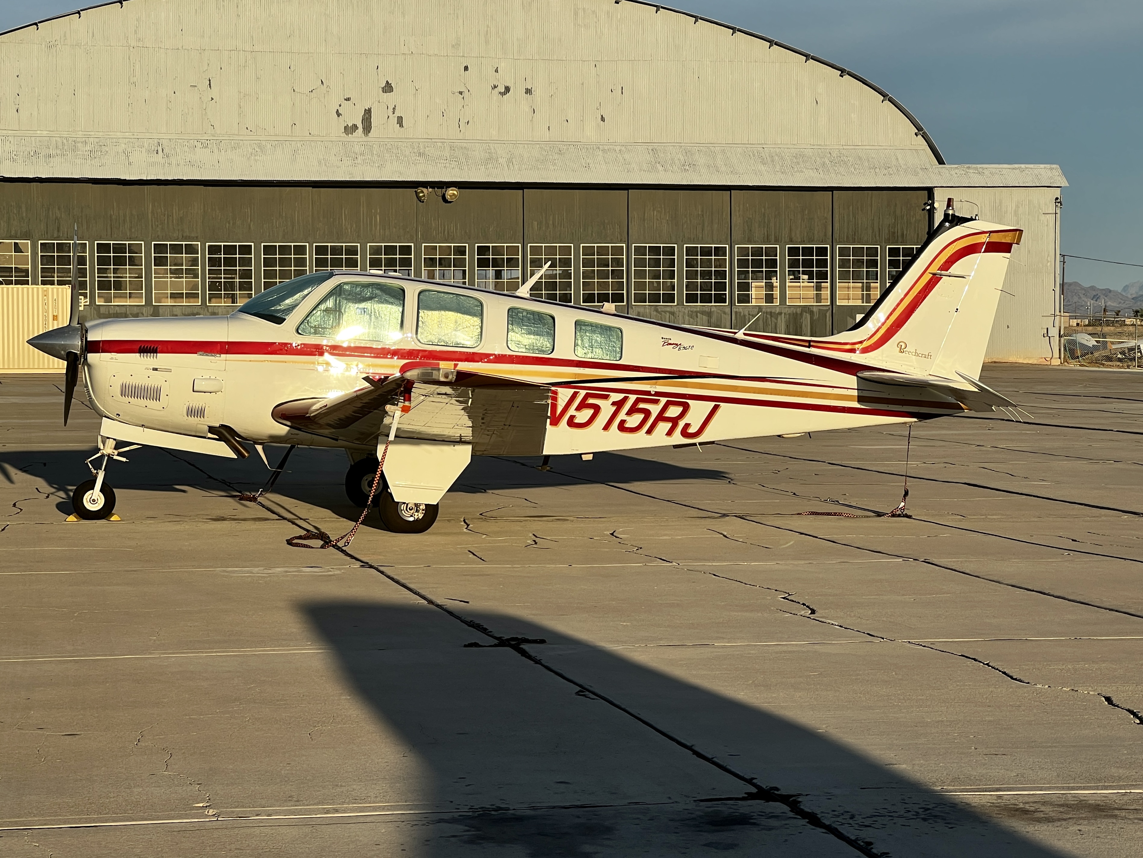 Full size: PRIVATE Beechcraft 36 Bonanza N515RJ at Blythe Airport
