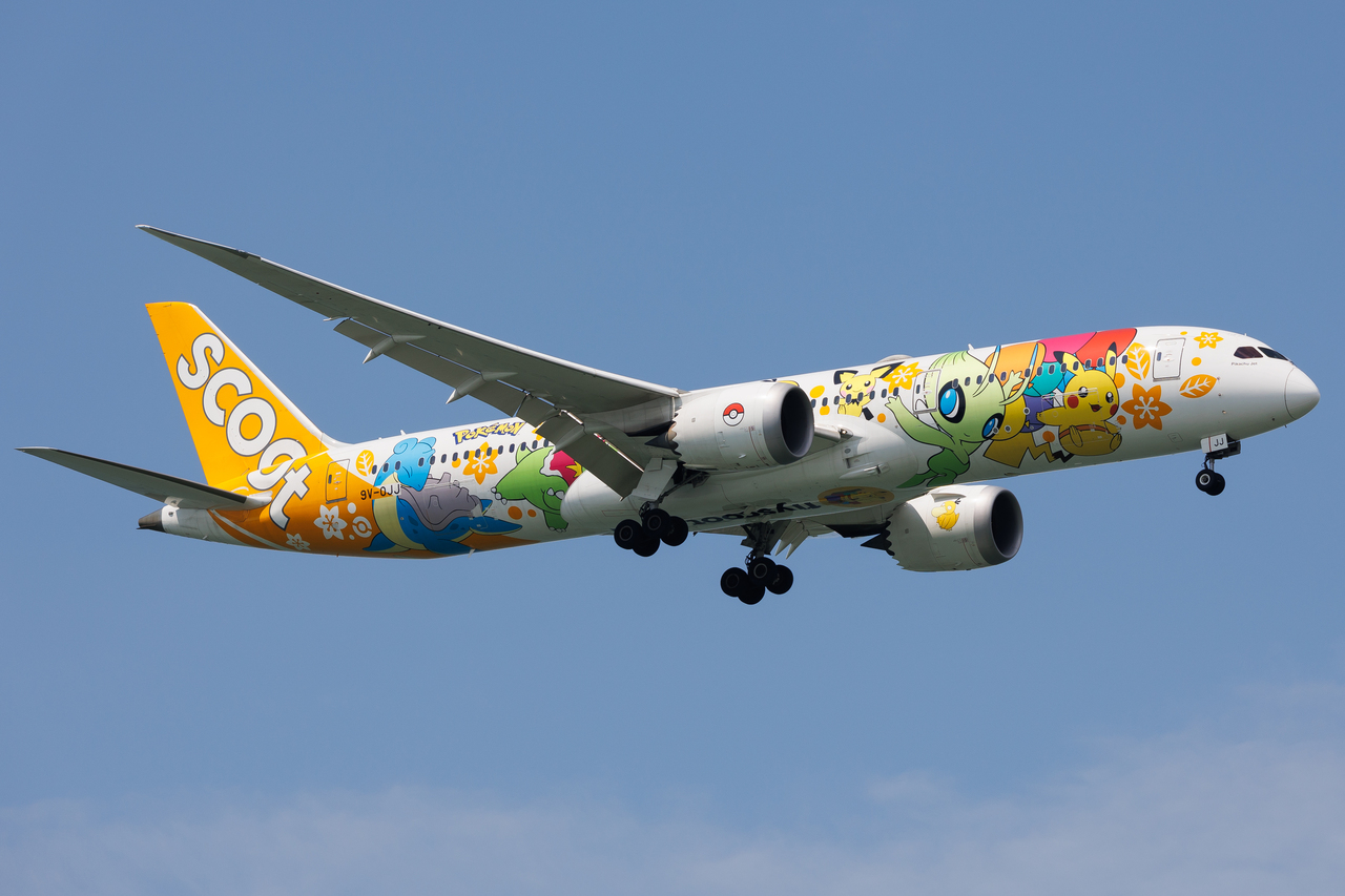 Full size: Scoot Boeing 787-9 9V-OJJ at Singapore-Changi Airport