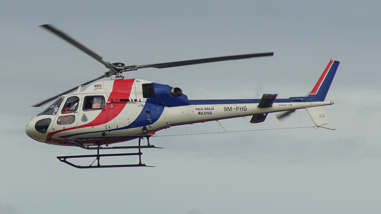 Full size: Polis Diraja Malaysia Eurocopter AS355N Ecureuill 9M-PHG at Kuala Lumpur Subang Airport