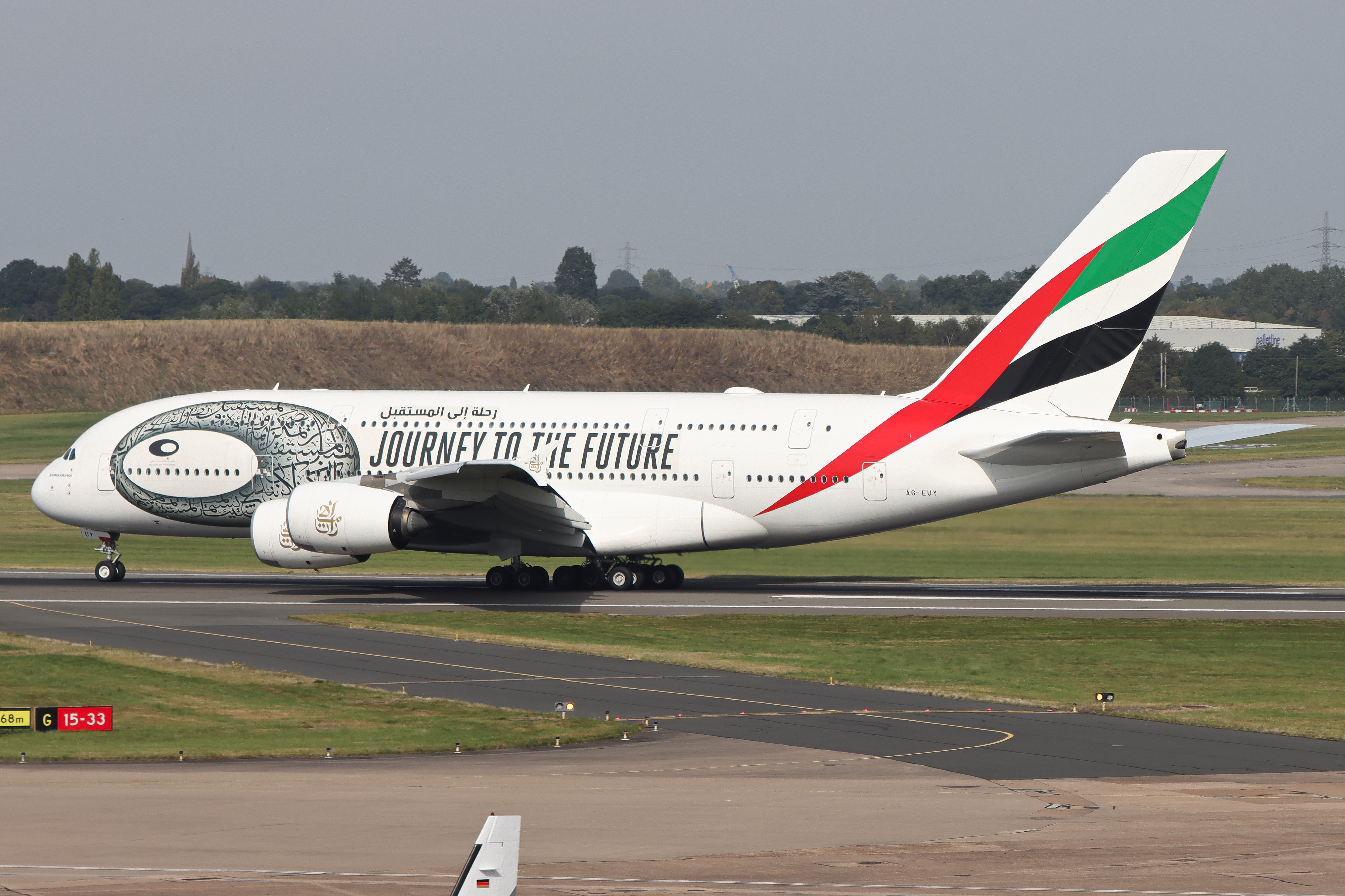 Full size: Emirates Airbus A380-800 A6-EUY at Birmingham Airport