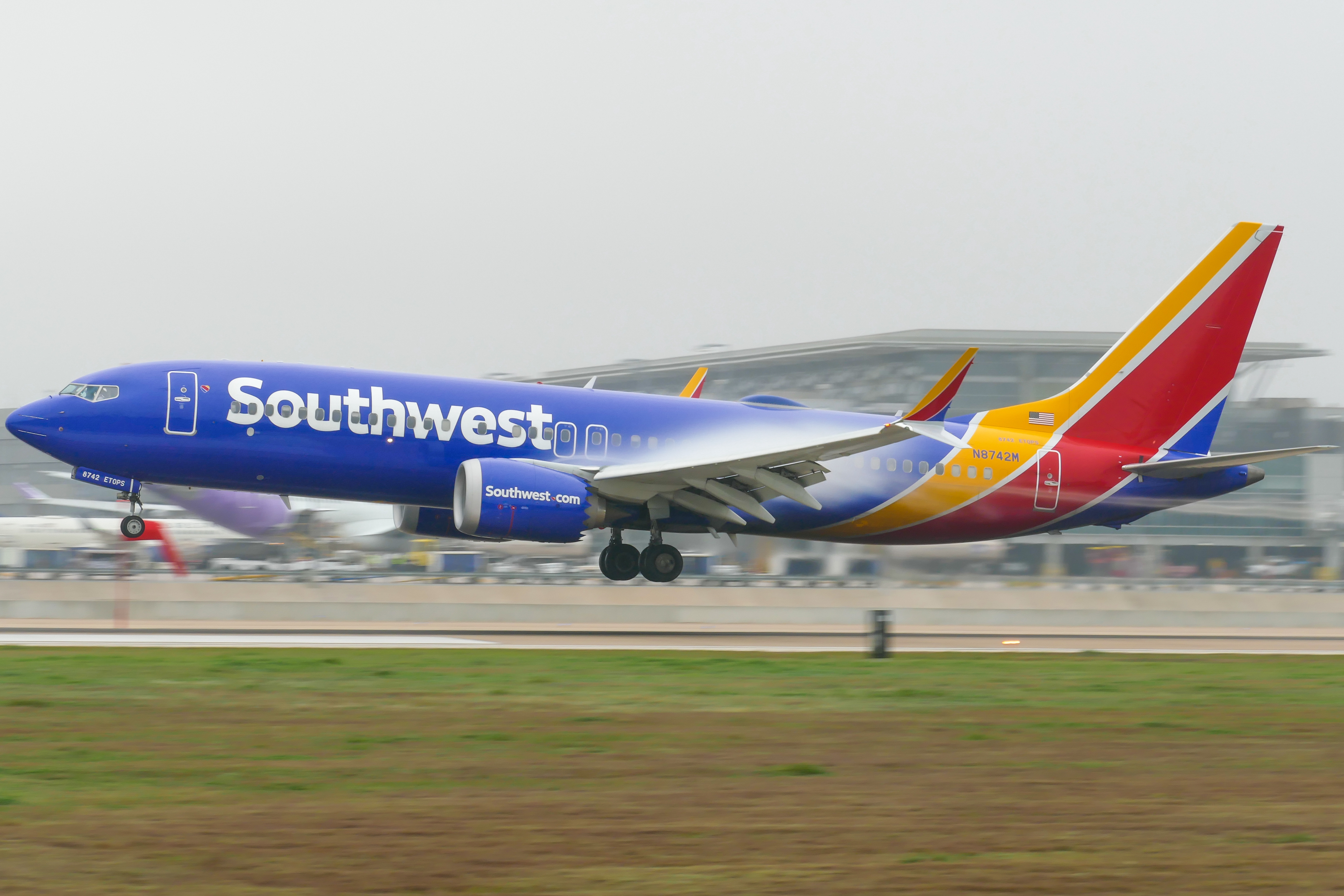 Full size: Southwest Airlines Boeing 737 MAX 8 N8742M at Austin-Bergstrom International Airport