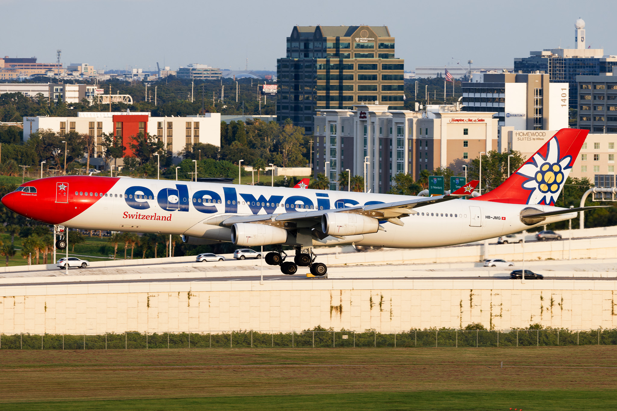 Full size: Edelweiss Air Airbus A340-300 HB-JMG at Tampa International Airport