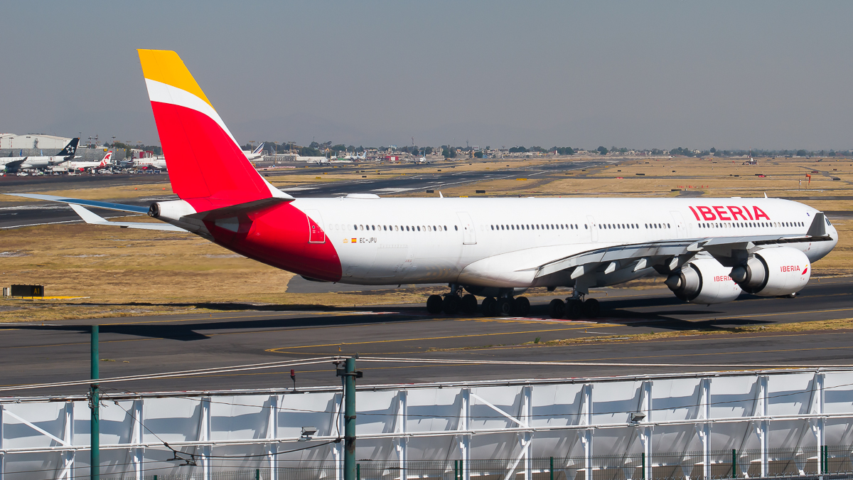 Full size: Iberia Airbus A340-600 EC-JPU at Mexico City International Airport