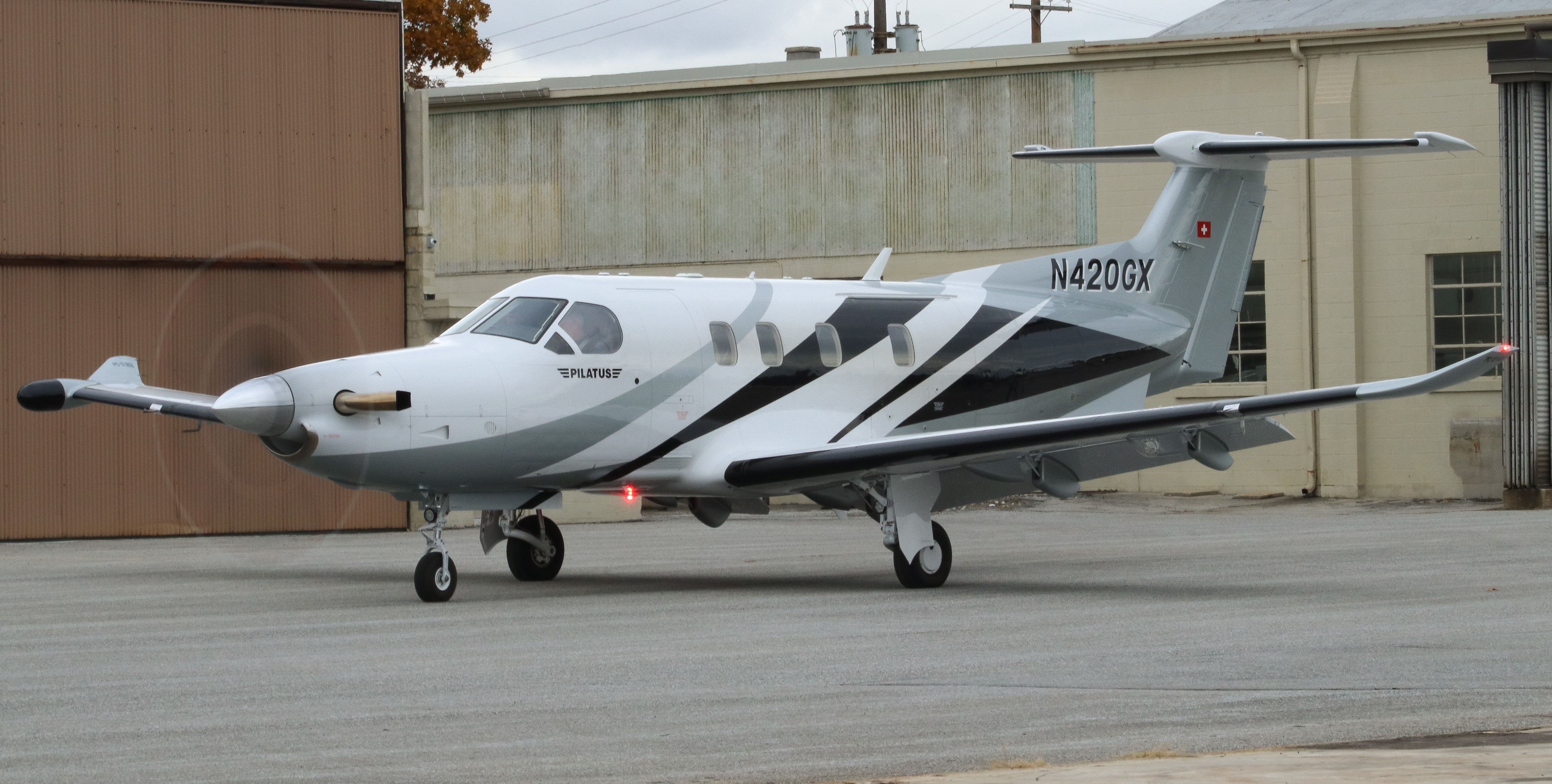 Full size: Flex Arm Air Pilatus PC-12 N420GX at York Airport