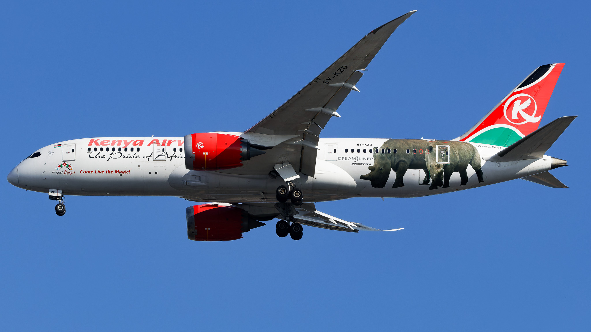 Full size: Kenya Airways Boeing 787-8 5Y-KZD at John F. Kennedy International Airport