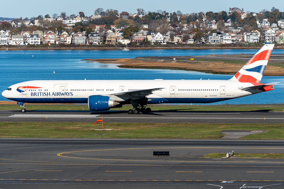 Full size: British Airways Boeing 777-300ER G-STBA at General Edward Lawrence Logan International Airport