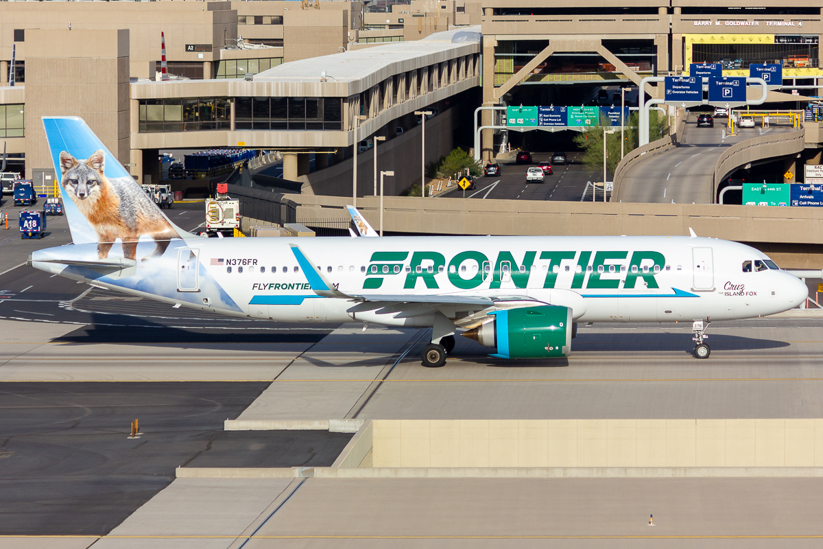 Full size: Frontier Airlines Airbus A320NEO N376FR at Phoenix Sky Harbor International Airport