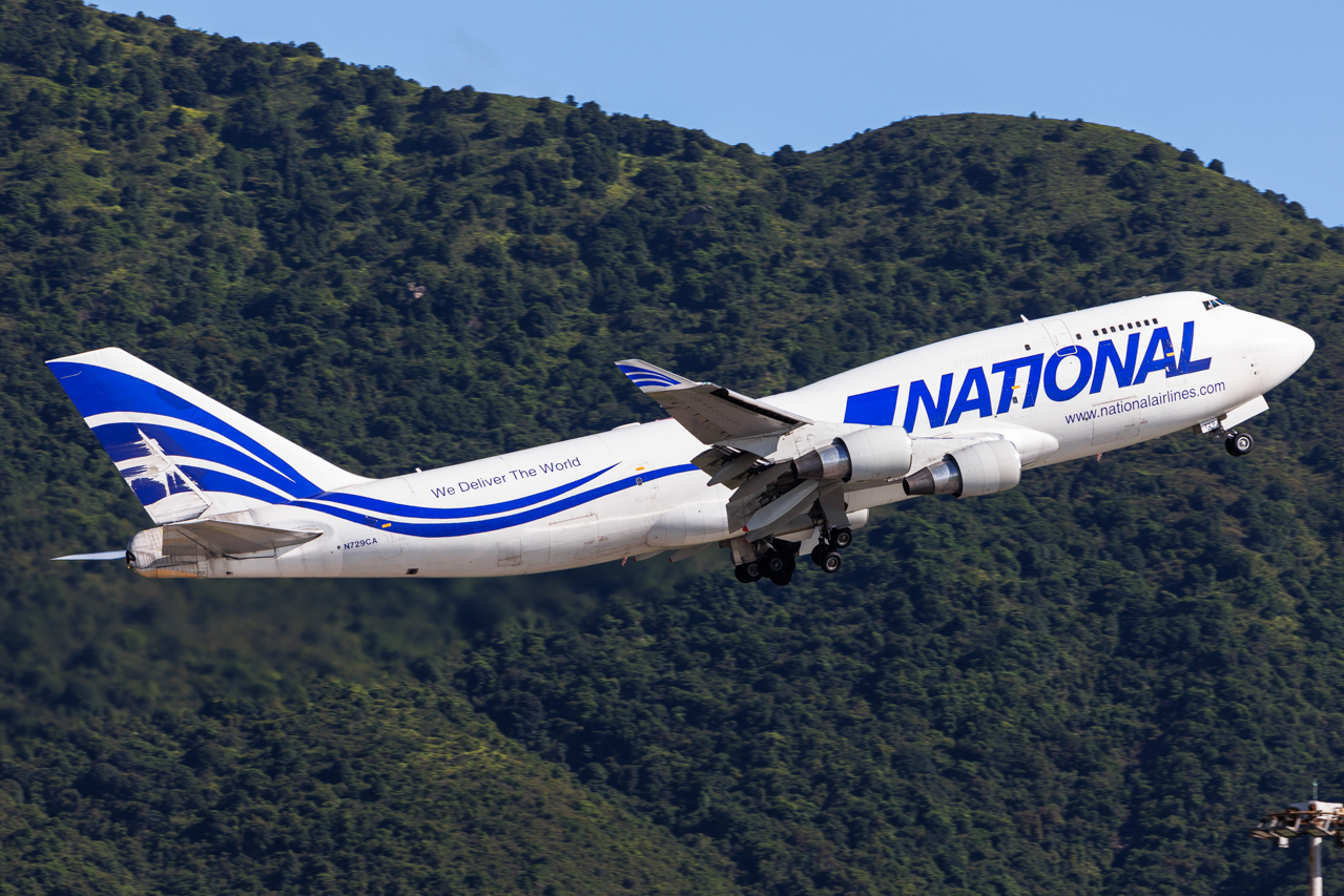 Full size: National Airlines Boeing 747-400F N729CA at Hong Kong International Airport