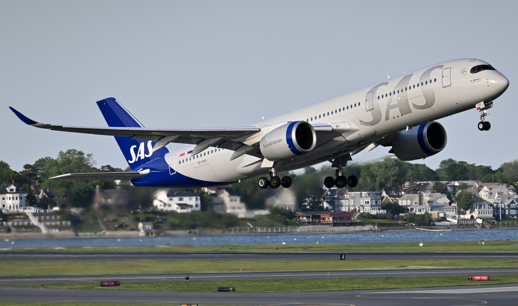Full size: Scandinavian Airlines Airbus A350-900 SE-RGS at General Edward Lawrence Logan International Airport