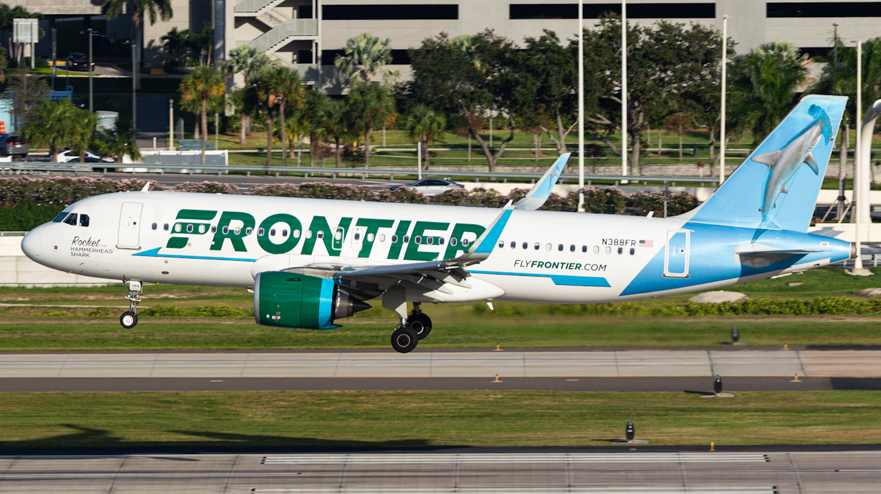 Full size: Frontier Airlines Airbus A320NEO N388FR at Tampa International Airport
