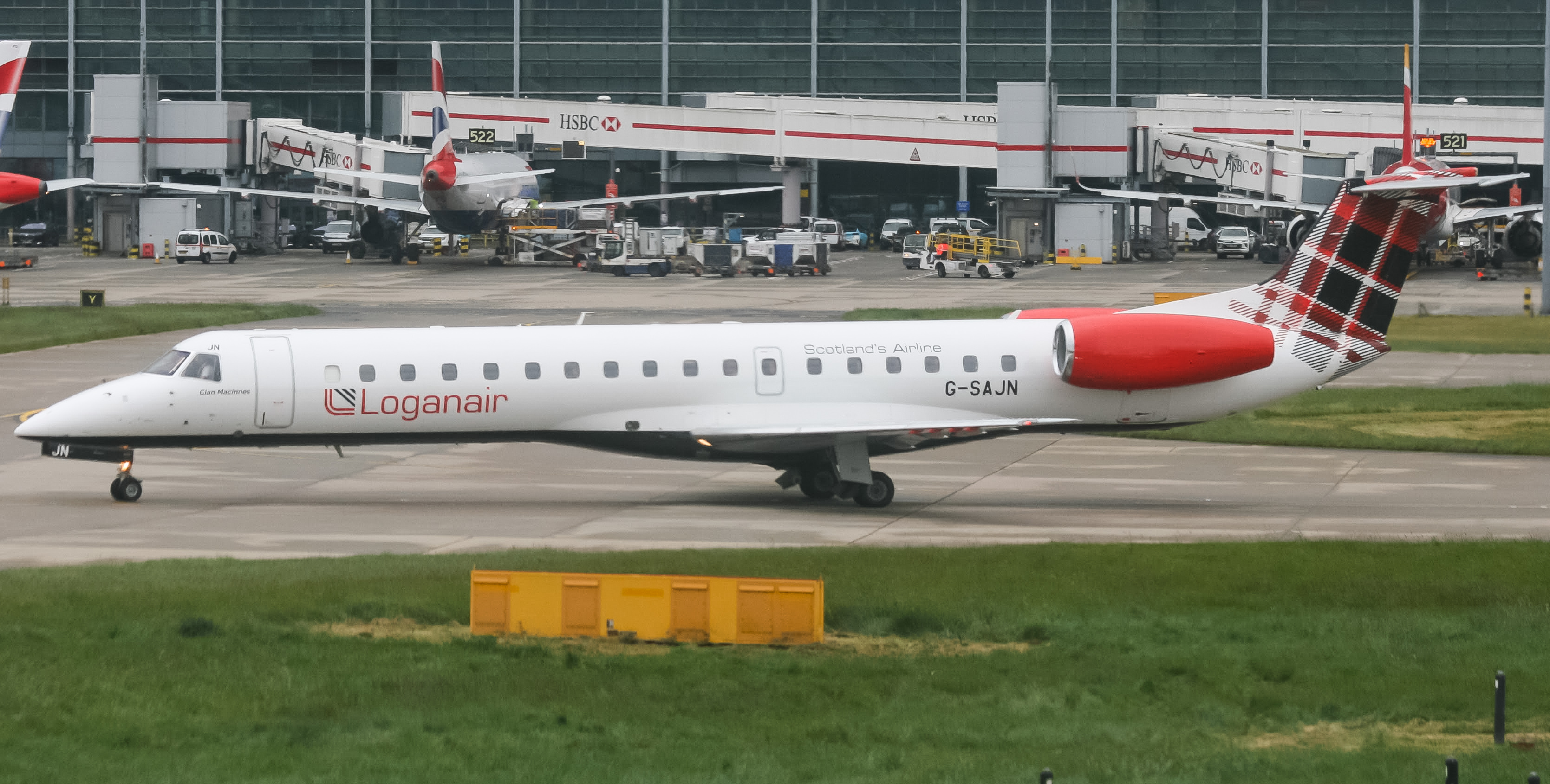 Full size: Loganair Embraer ERJ-145EP G-SAJN at London Heathrow International Airport