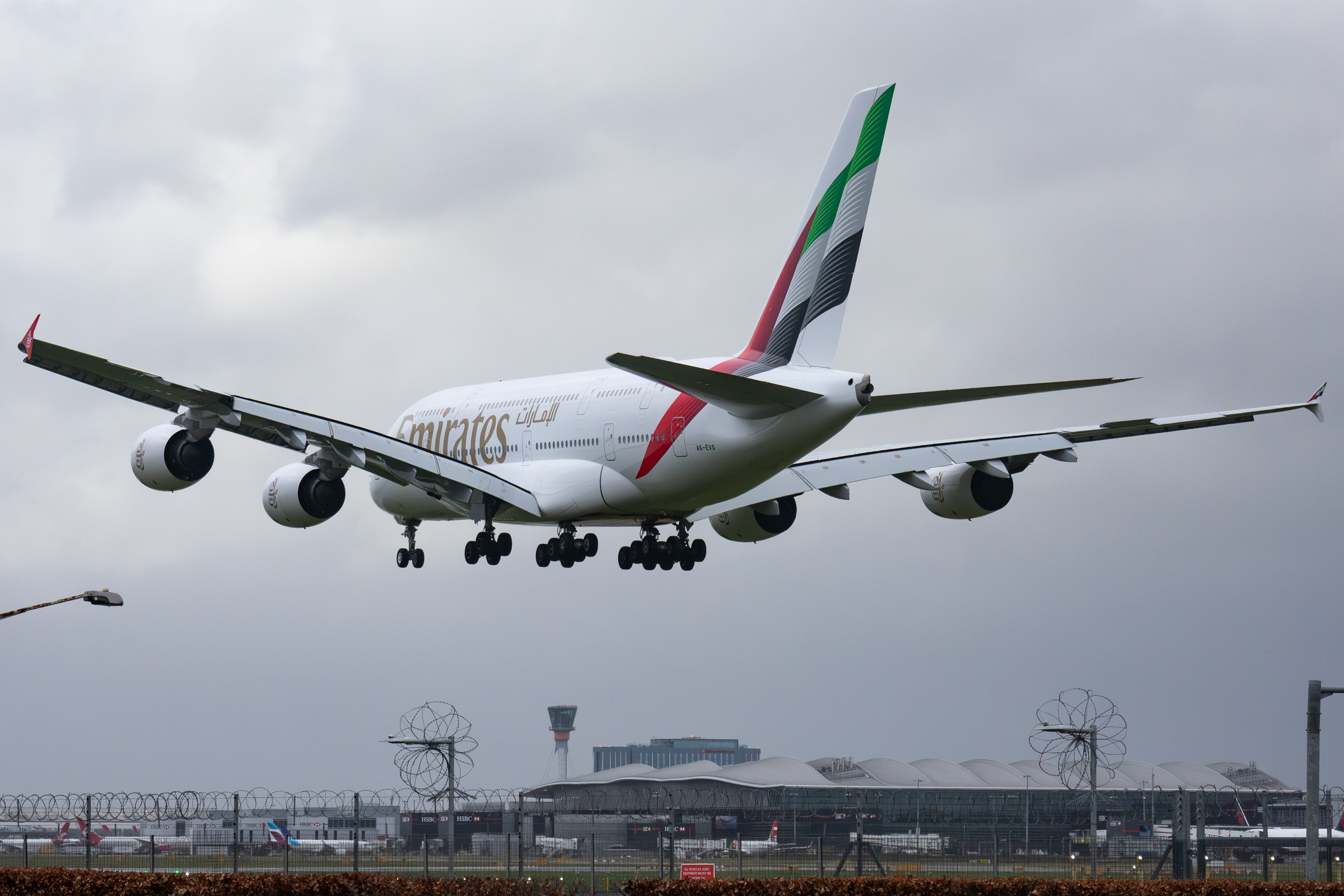 Full size: Emirates Airbus A380-800 A6-EVG at London Heathrow International Airport