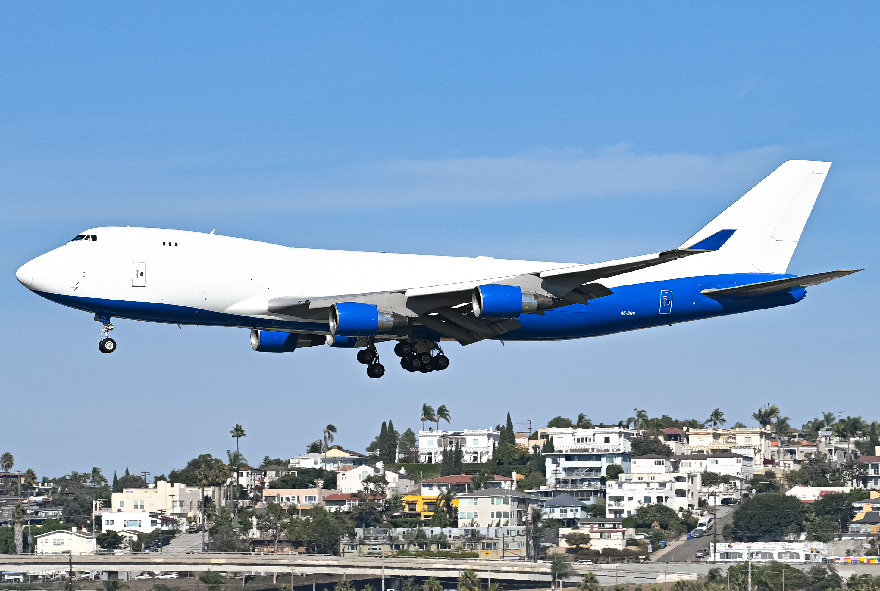 Full size: Dubai Air Wing Boeing 747-400F A6-GGP at San Diego International Airport