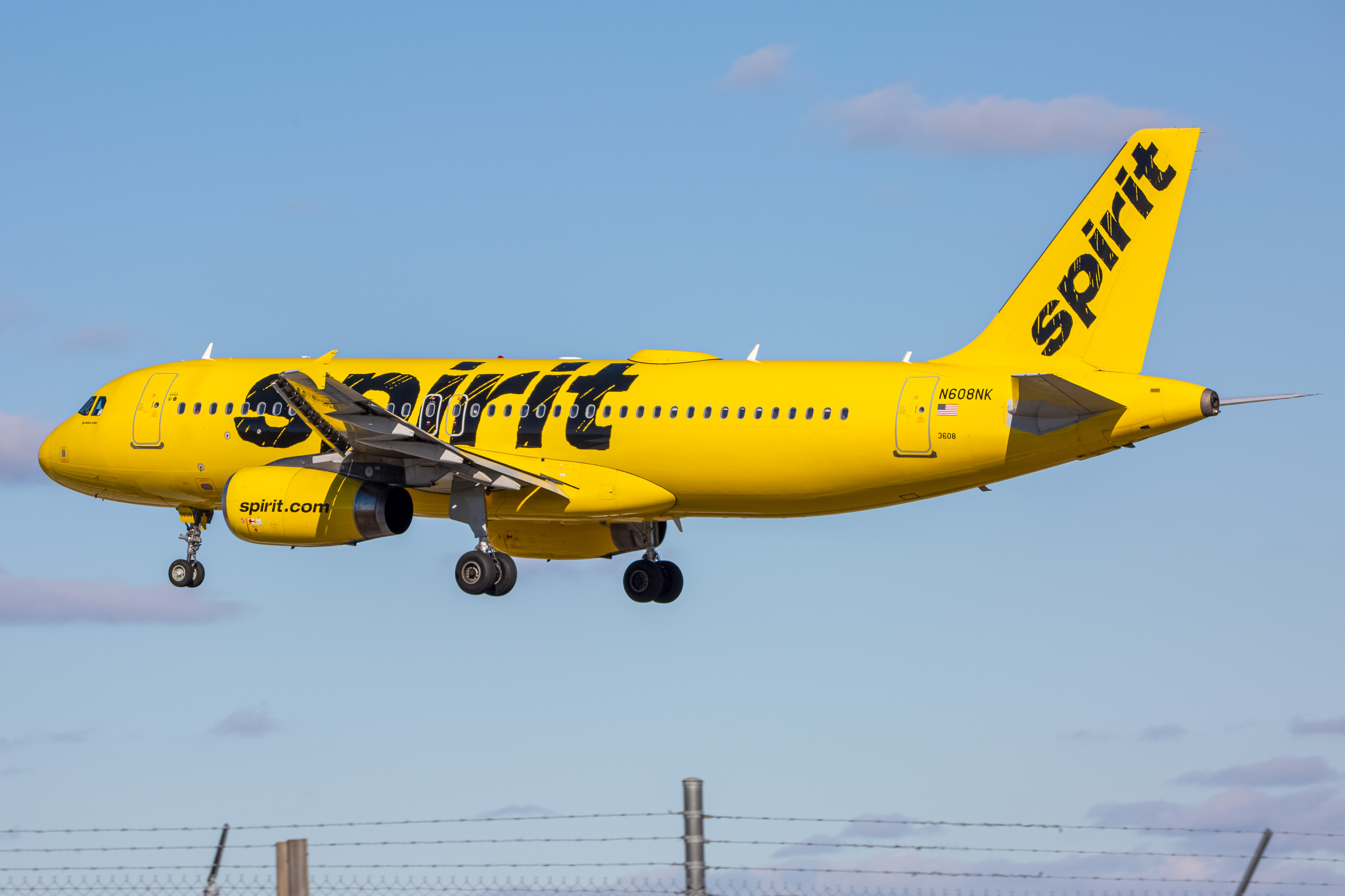 Full size: Spirit Airlines Airbus A320 N608NK at Baltimore/Washington International Thurgood Marshall Airport