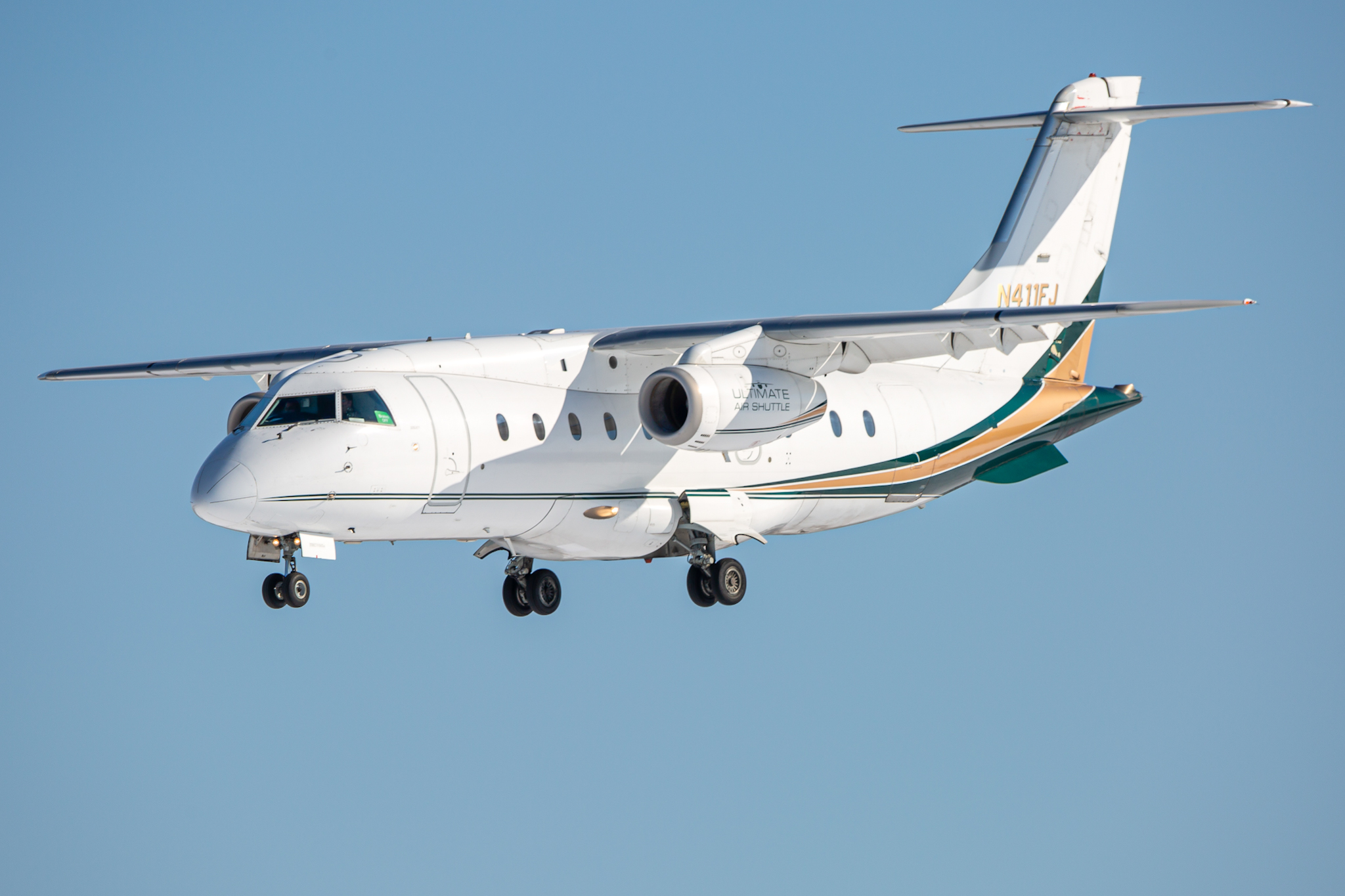 Full size: Ultimate Air Shuttle Dornier 328 JET N411FJ at Baltimore/Washington International Thurgood Marshall Airport