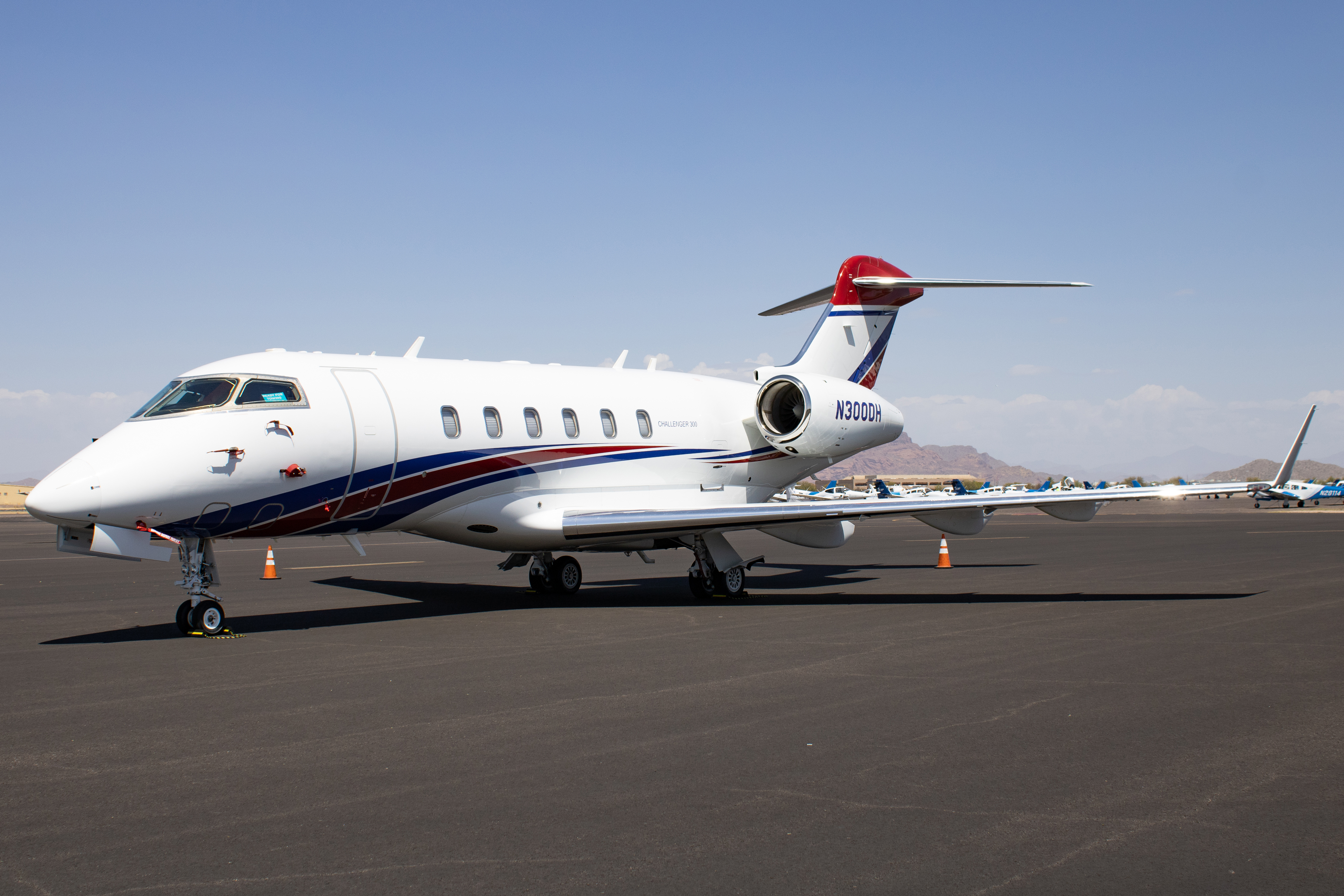 Full size: Crystal Air Bombardier Challenger 300 N300DH at Falcon Field Airport